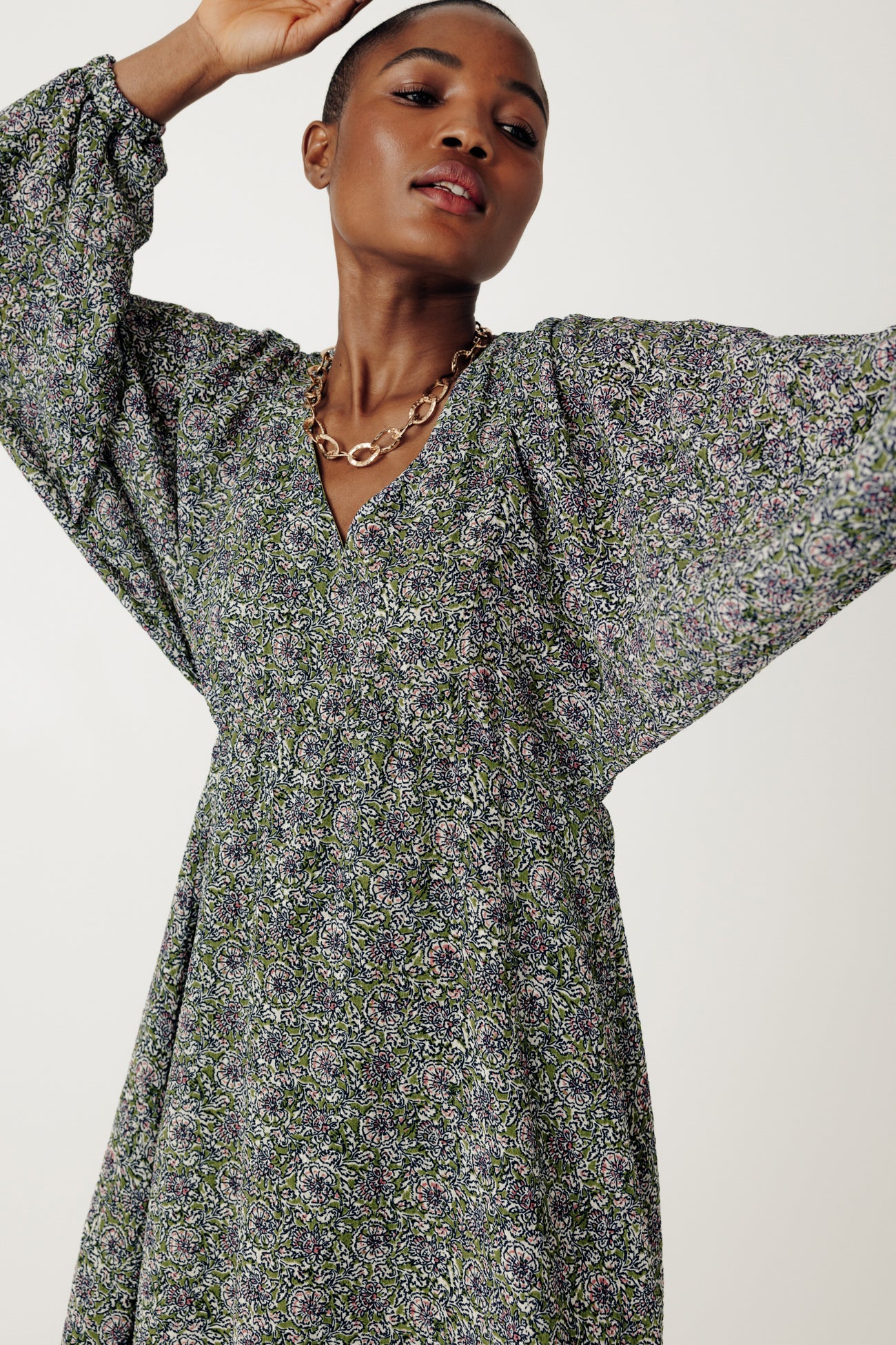 Short flared dress - Multicolour print