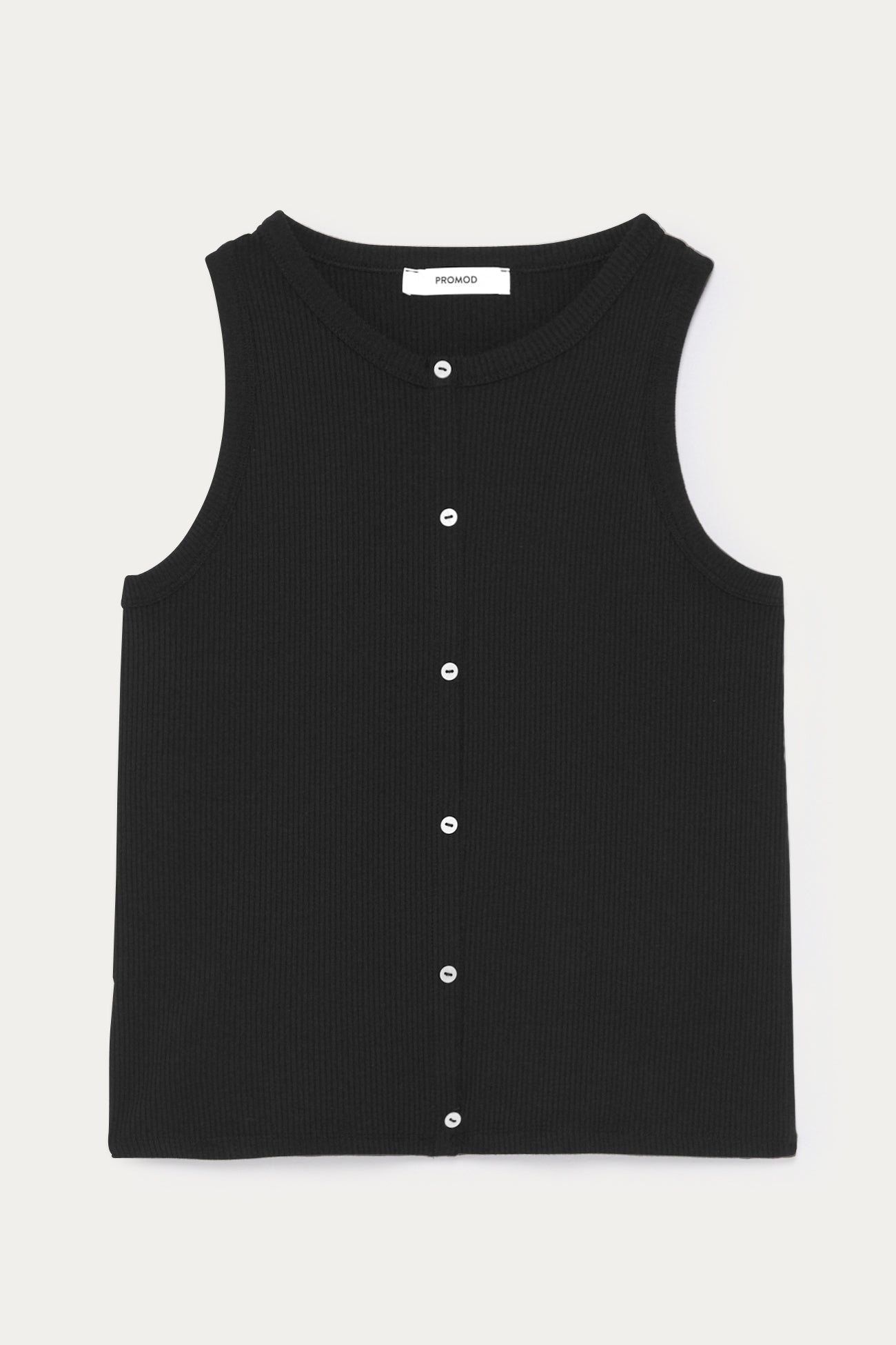 Plain ribbed sleeveless top - Beige