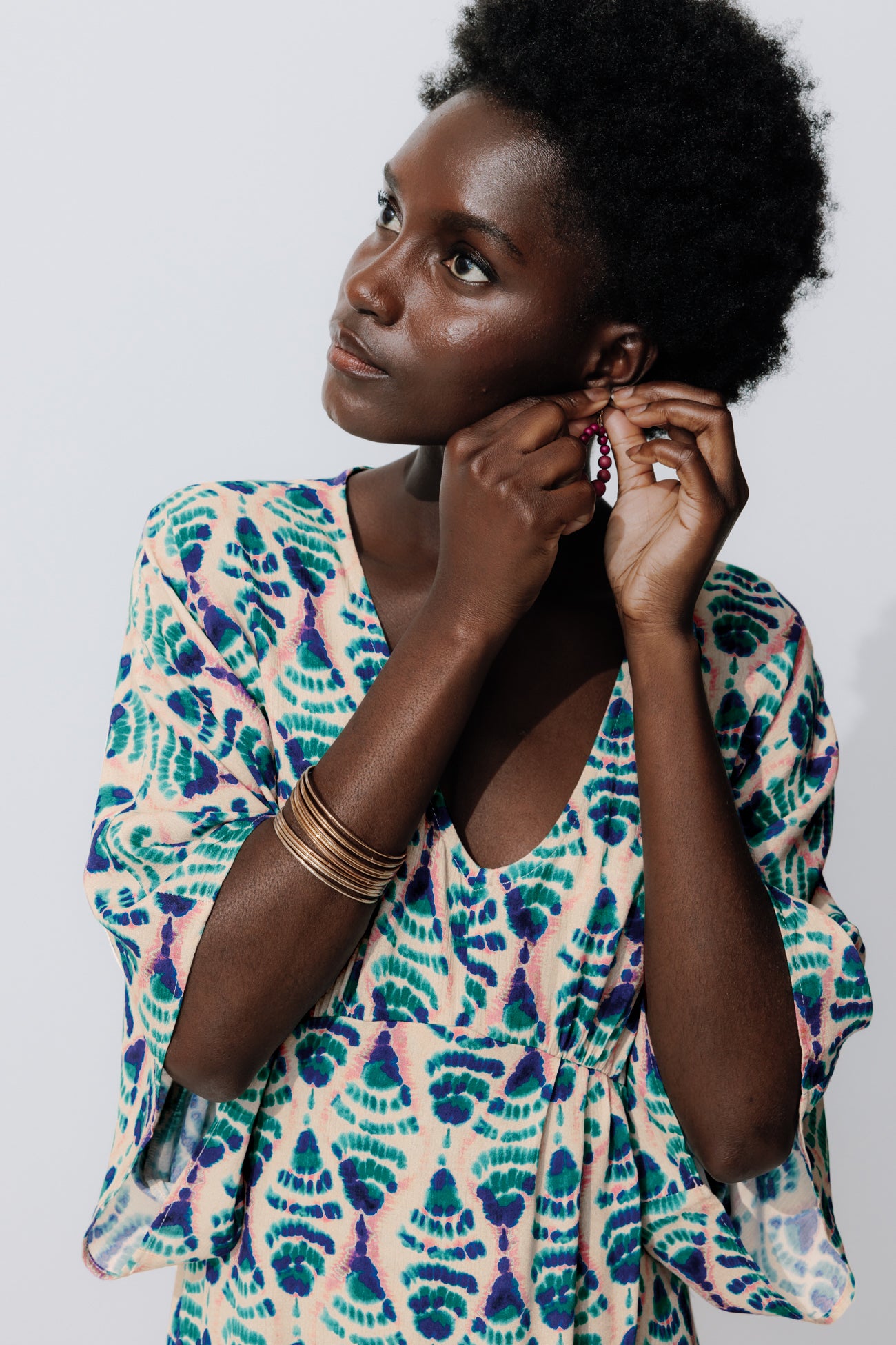 Long patterned dress - Ecru print