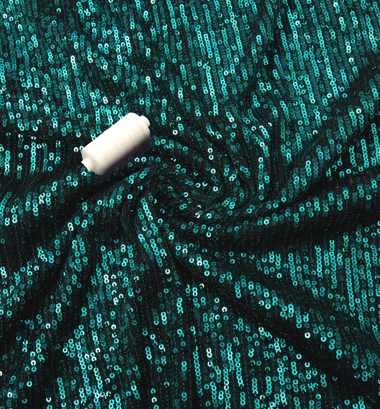 Sequinned 2m fabric cut - Emerald green