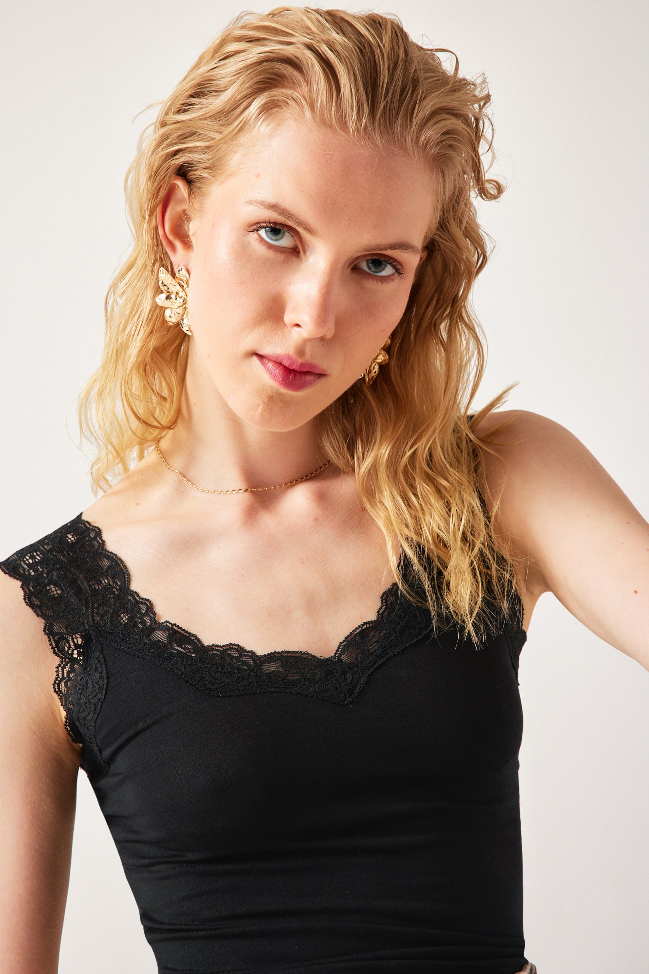 Lace strap top - Navy blue