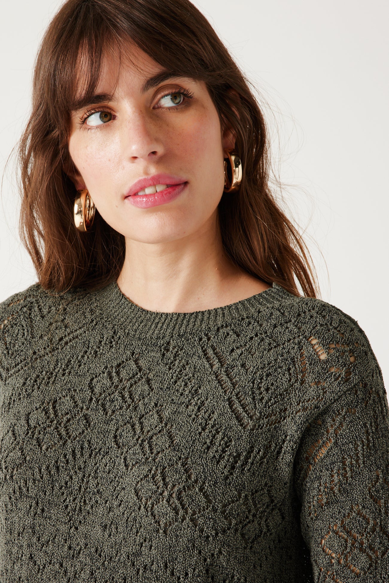 Midi openwork dress - Khaki