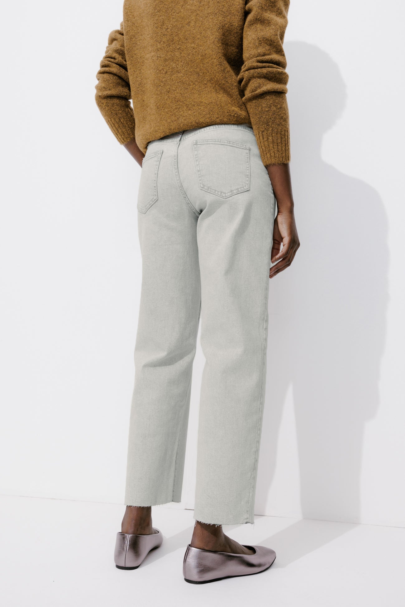 Jeans with button fly - Grey denim