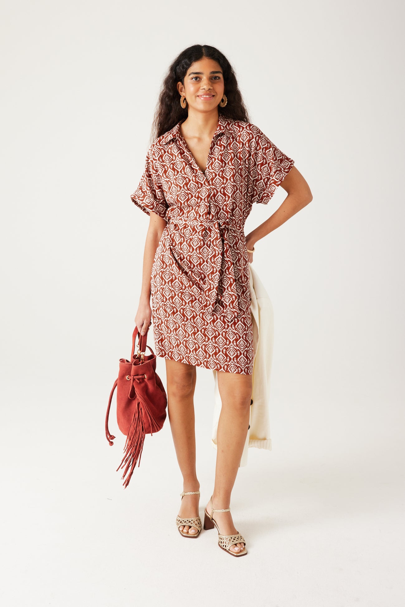 Short unicolour dress - Camel