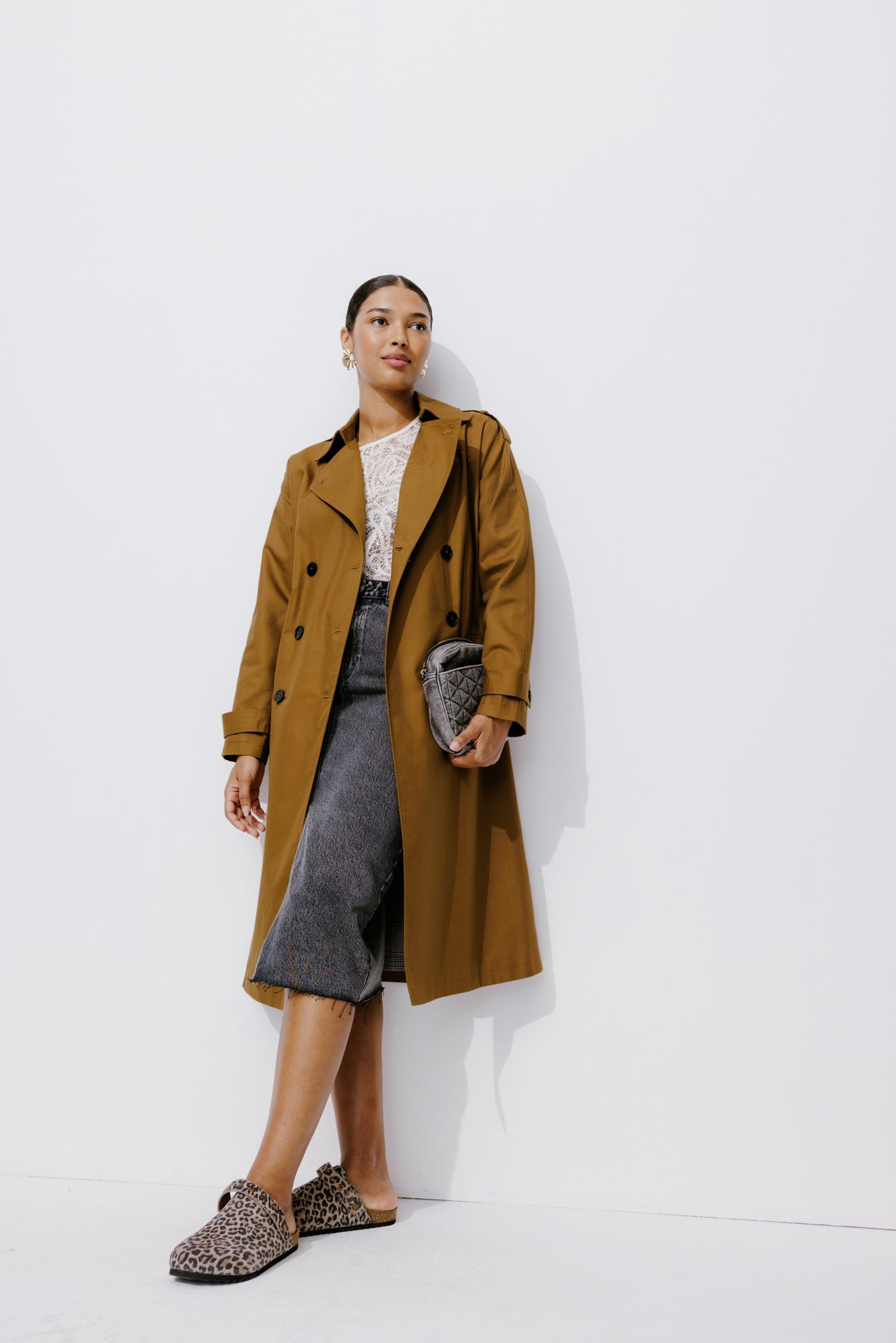 Plain belted trenchcoat - Camel