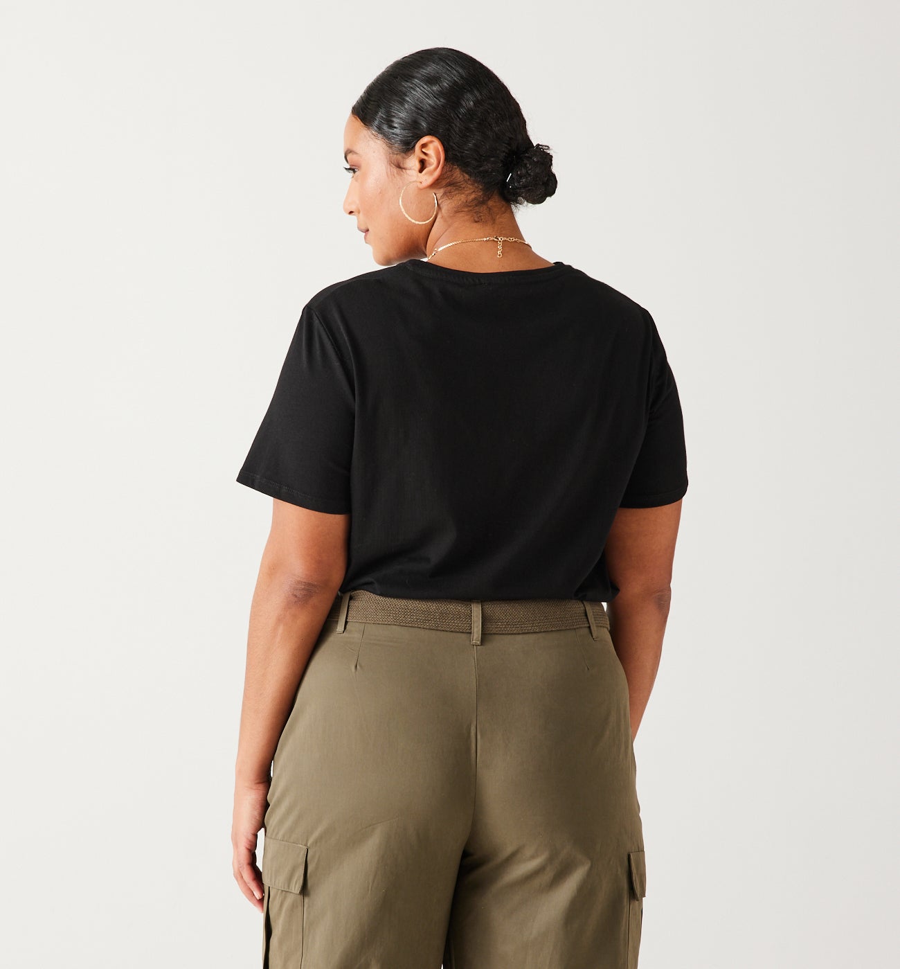 Plain short-sleeved top - White