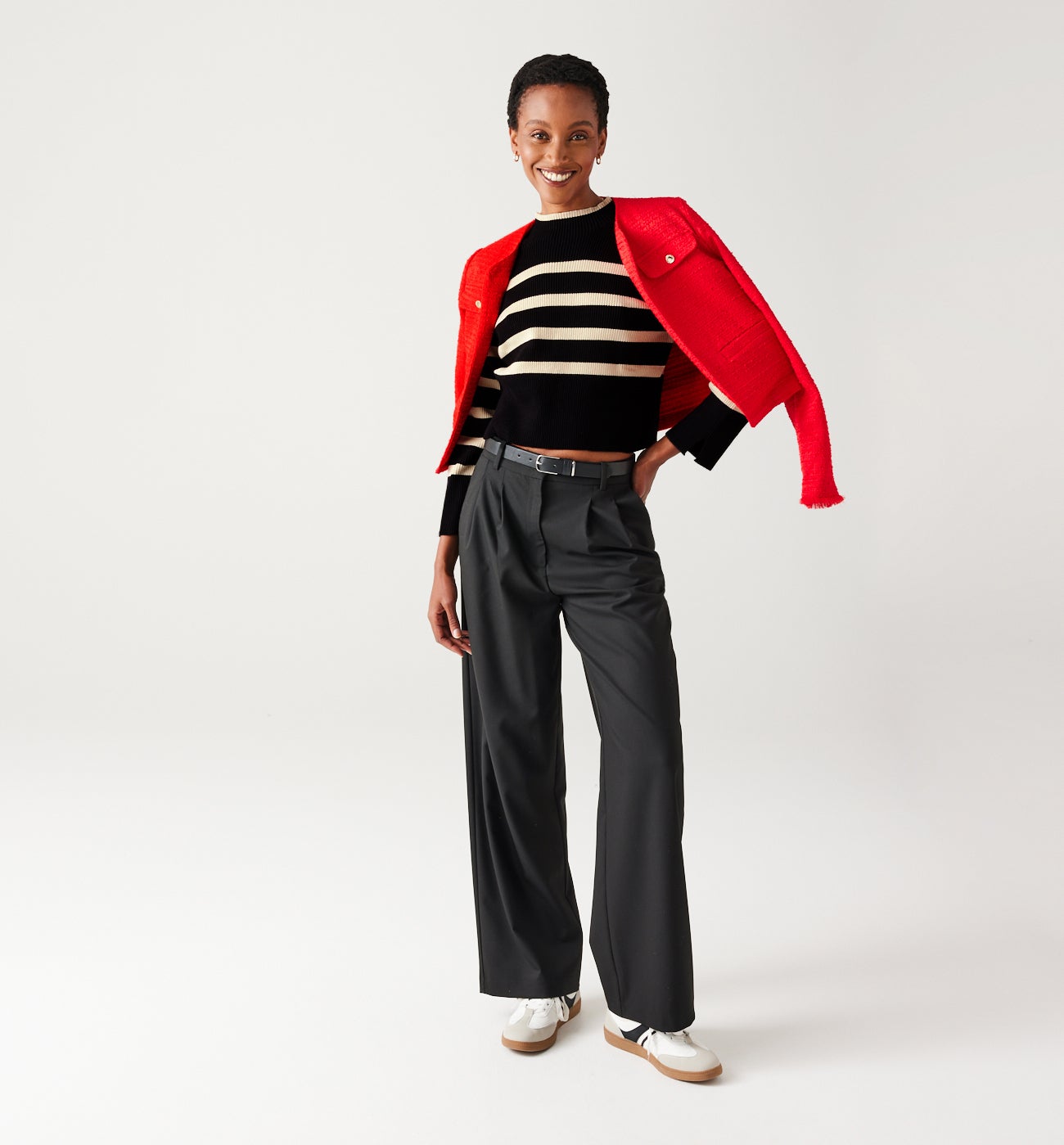Ribbed nautical jumper - Red stripes