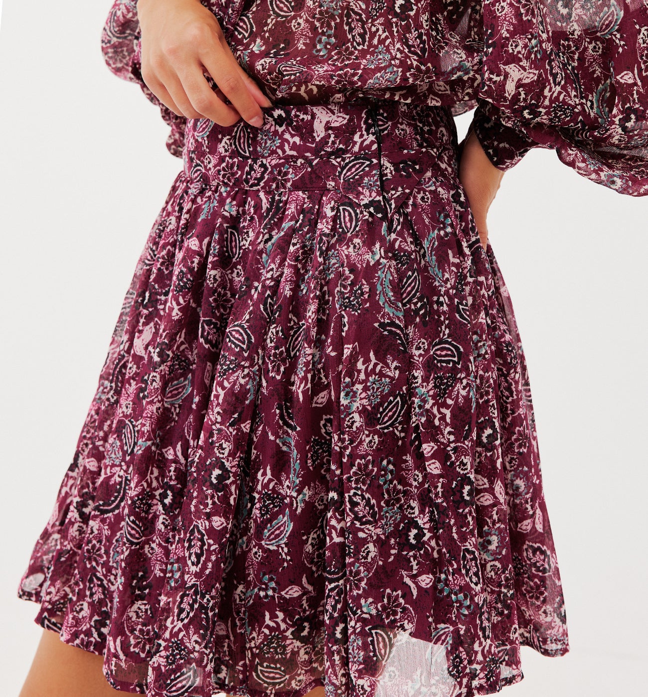 Short patterned boho skirt - Multicolour print