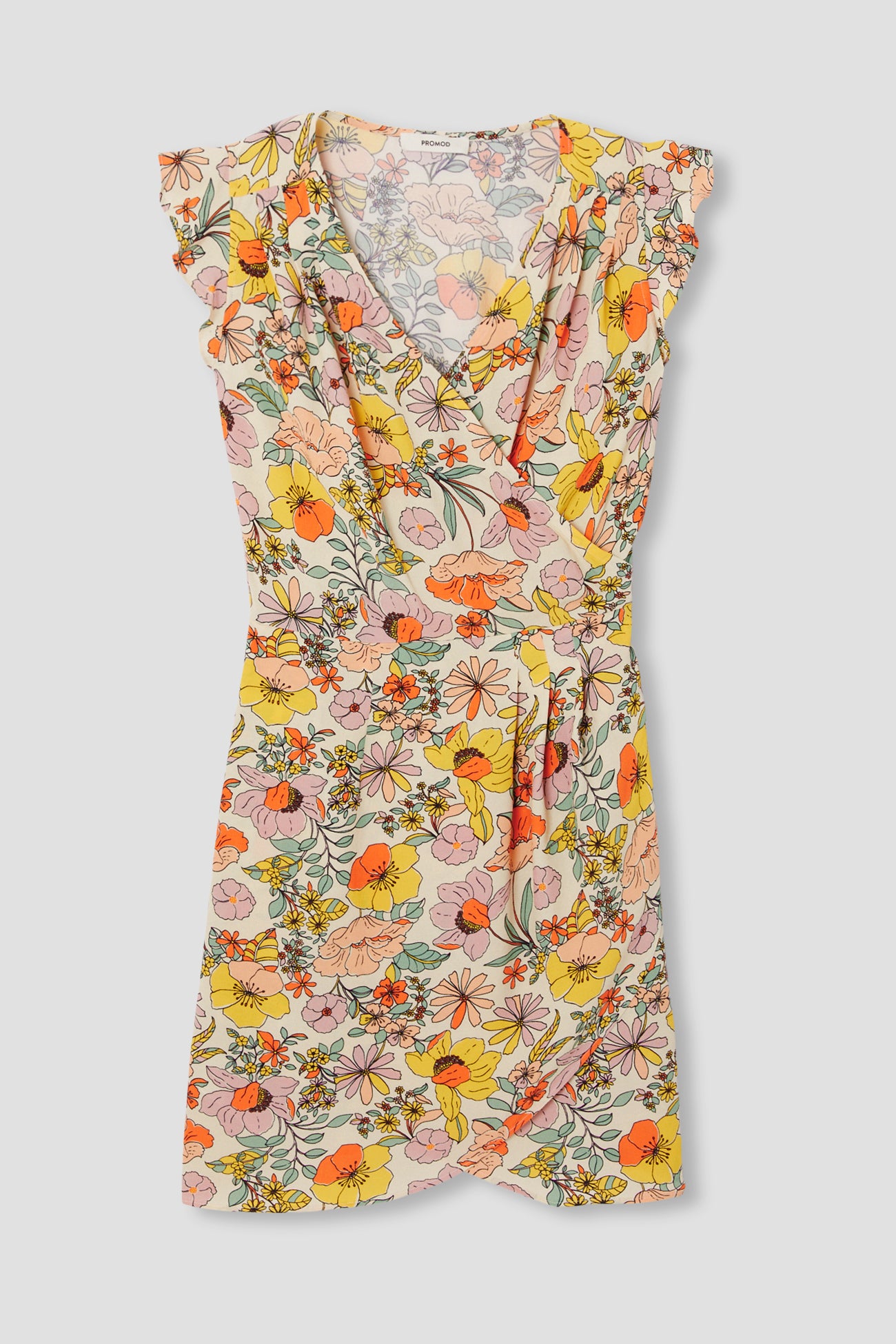 Short floral dress - Ecru print