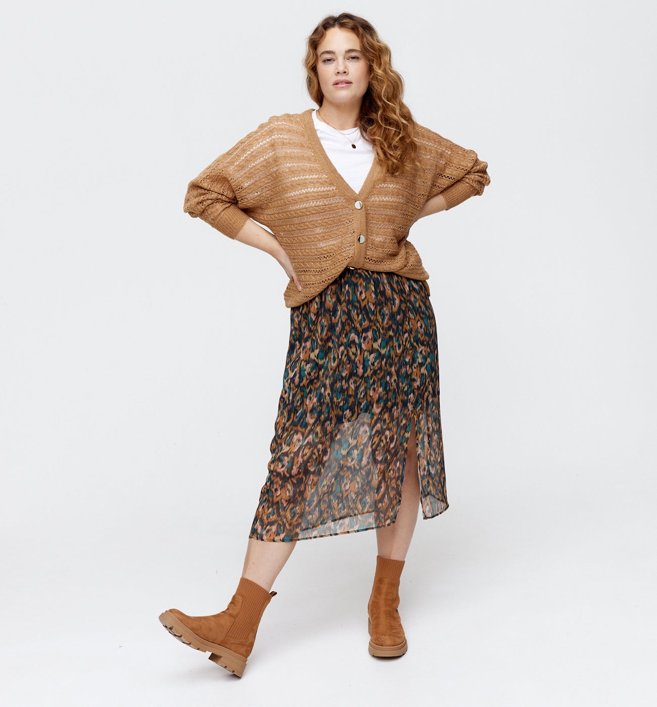 Openwork cardigan - Chestnut brown