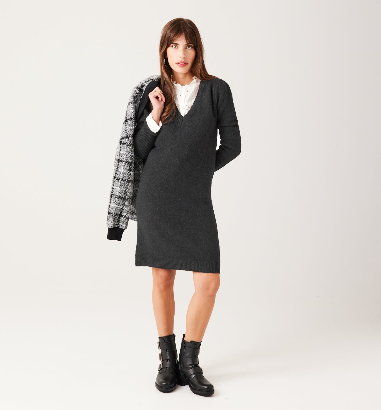 Flecked jumper dress - Black