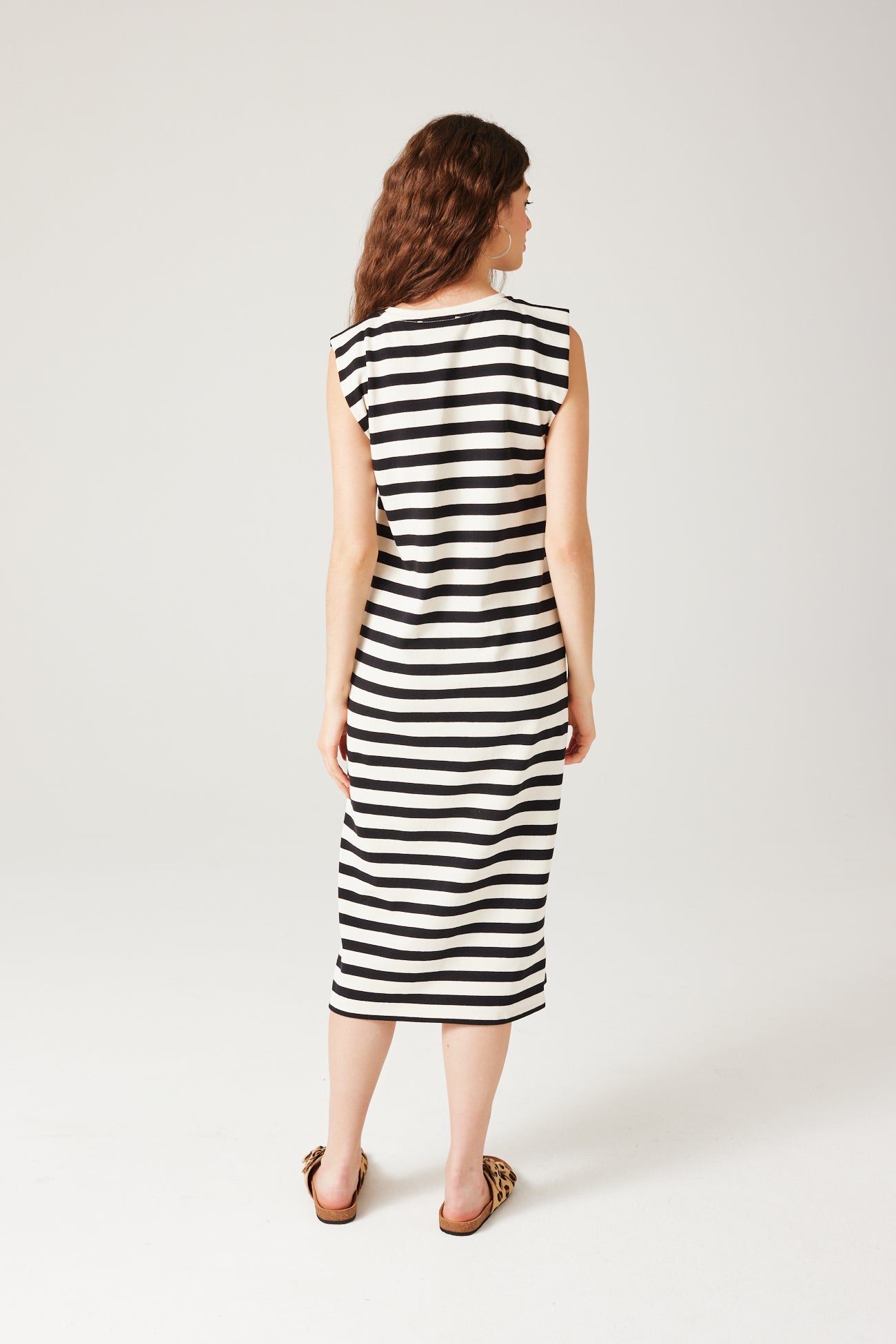 Tube dress + strass - Black stripes