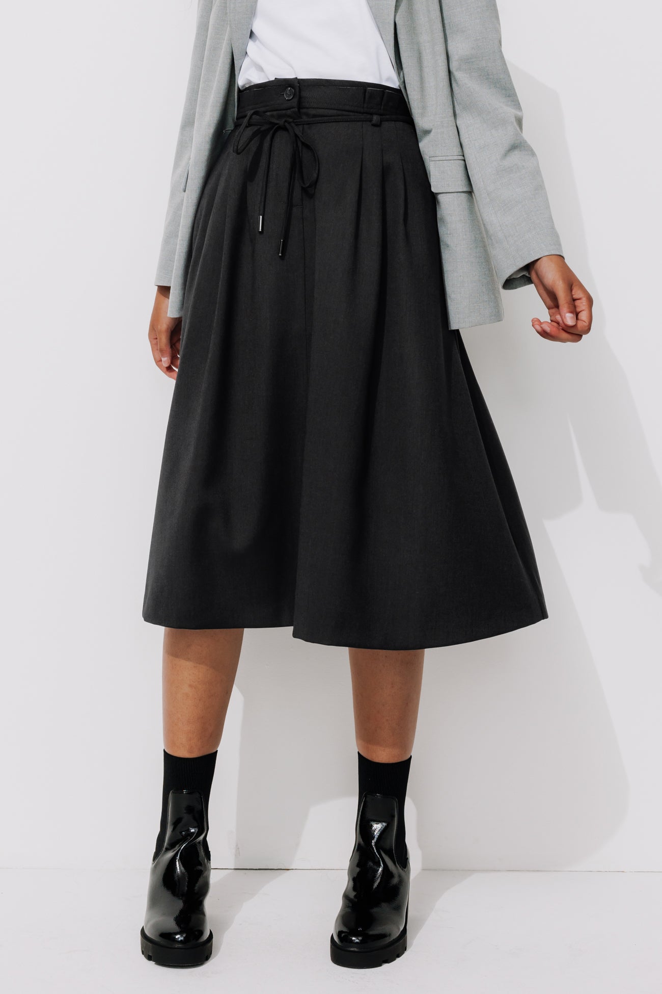 Flared midi skirt - Dark grey