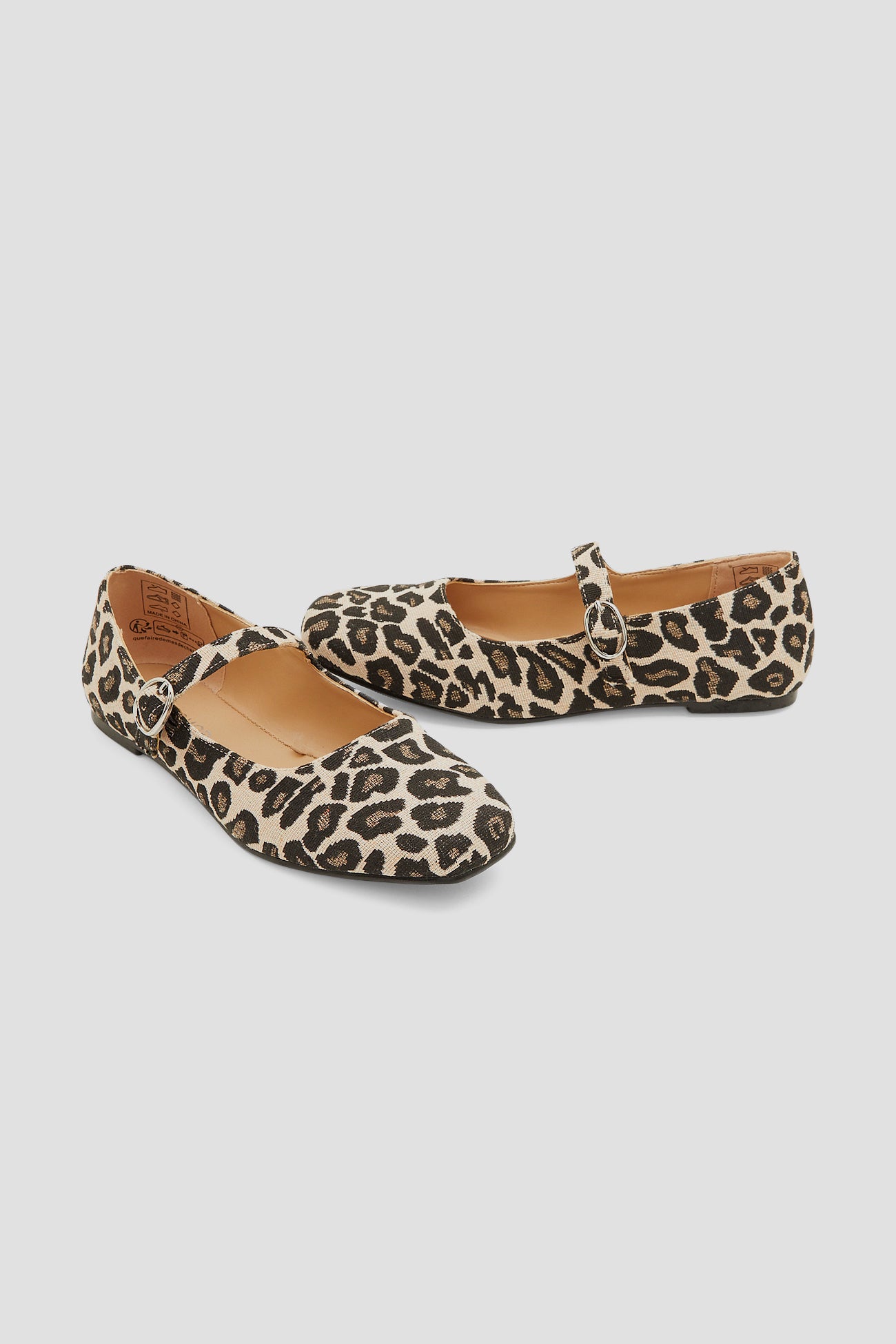 Faux leopardskin ballerinas - Camel print