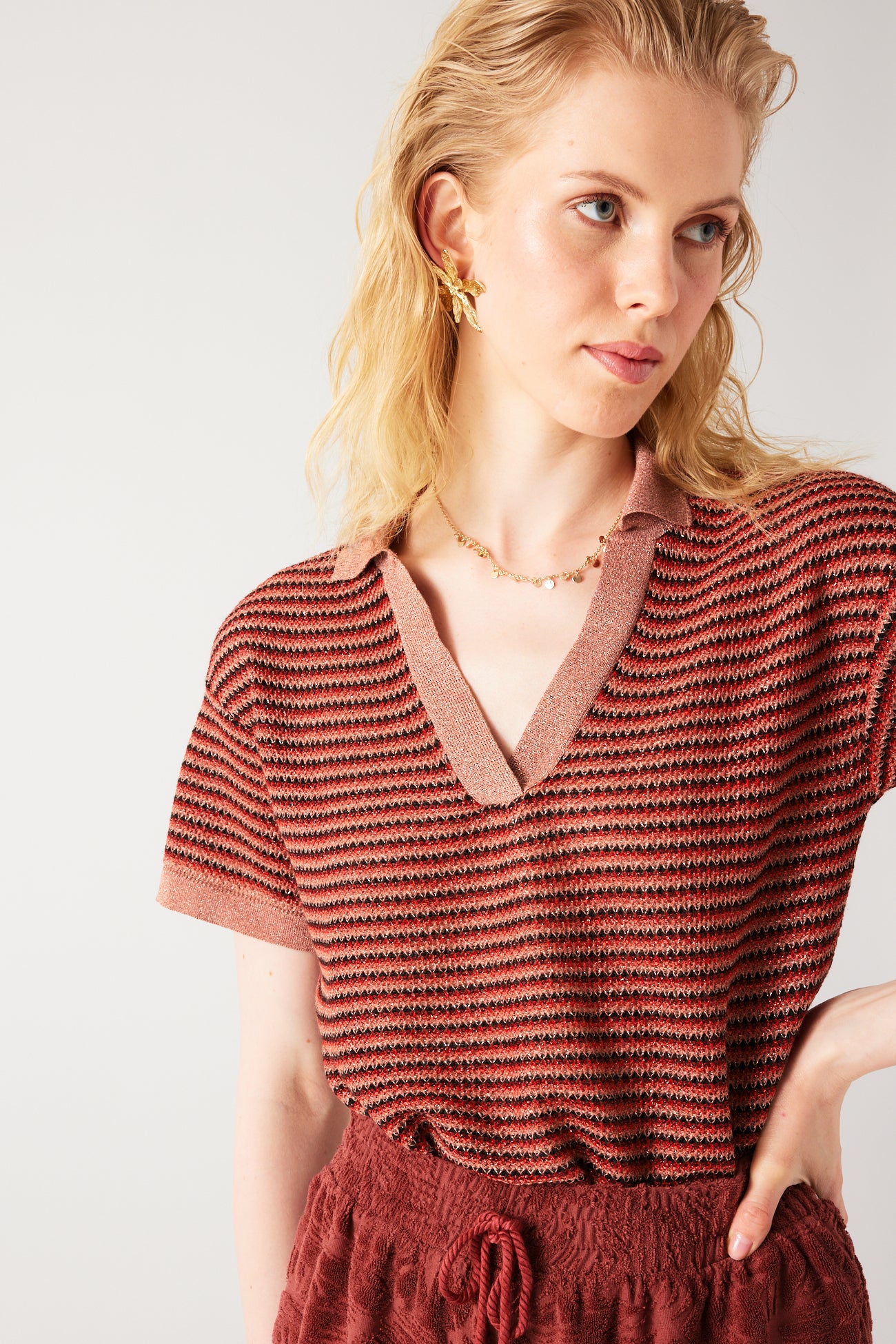 Glitzy polo shirt jumper - Green print