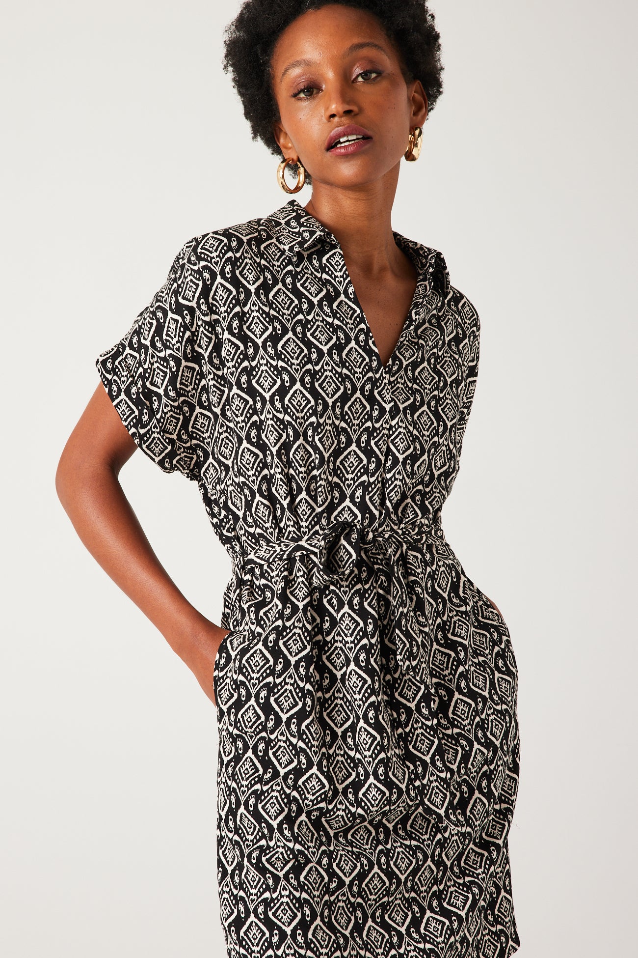 Short unicolour dress - Camel