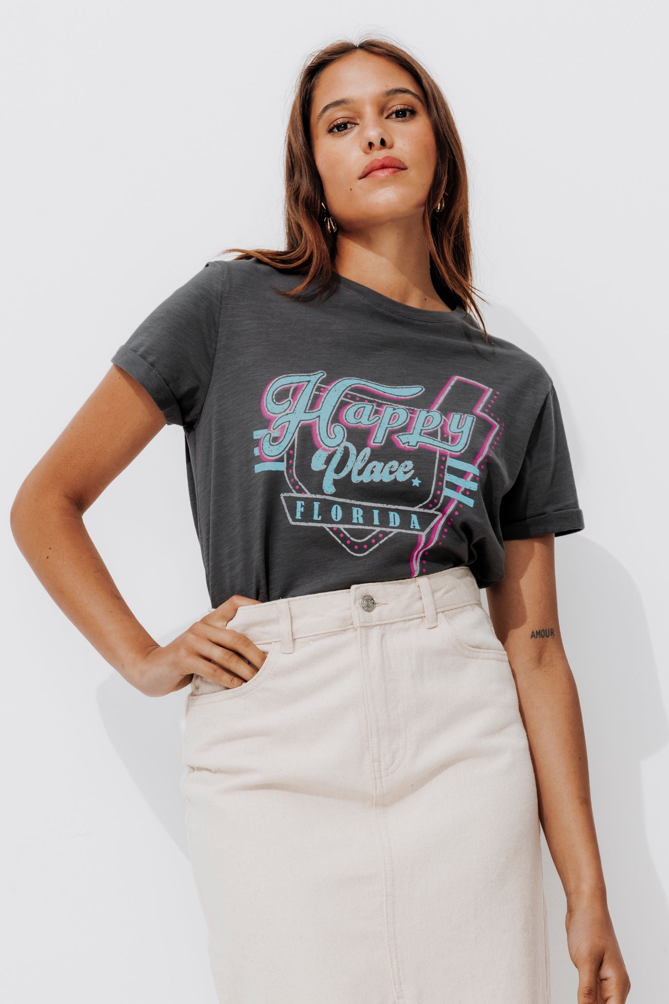 Slogan t-shirt - Multicolour print