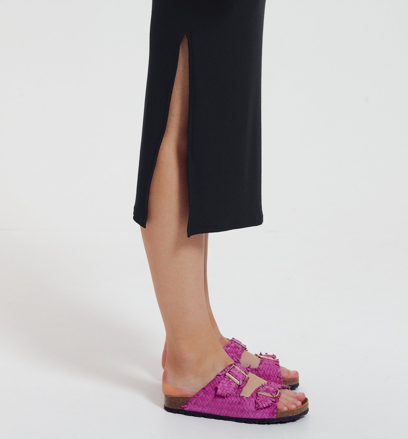 Ribbed jersey skirt - Navy blue stripes