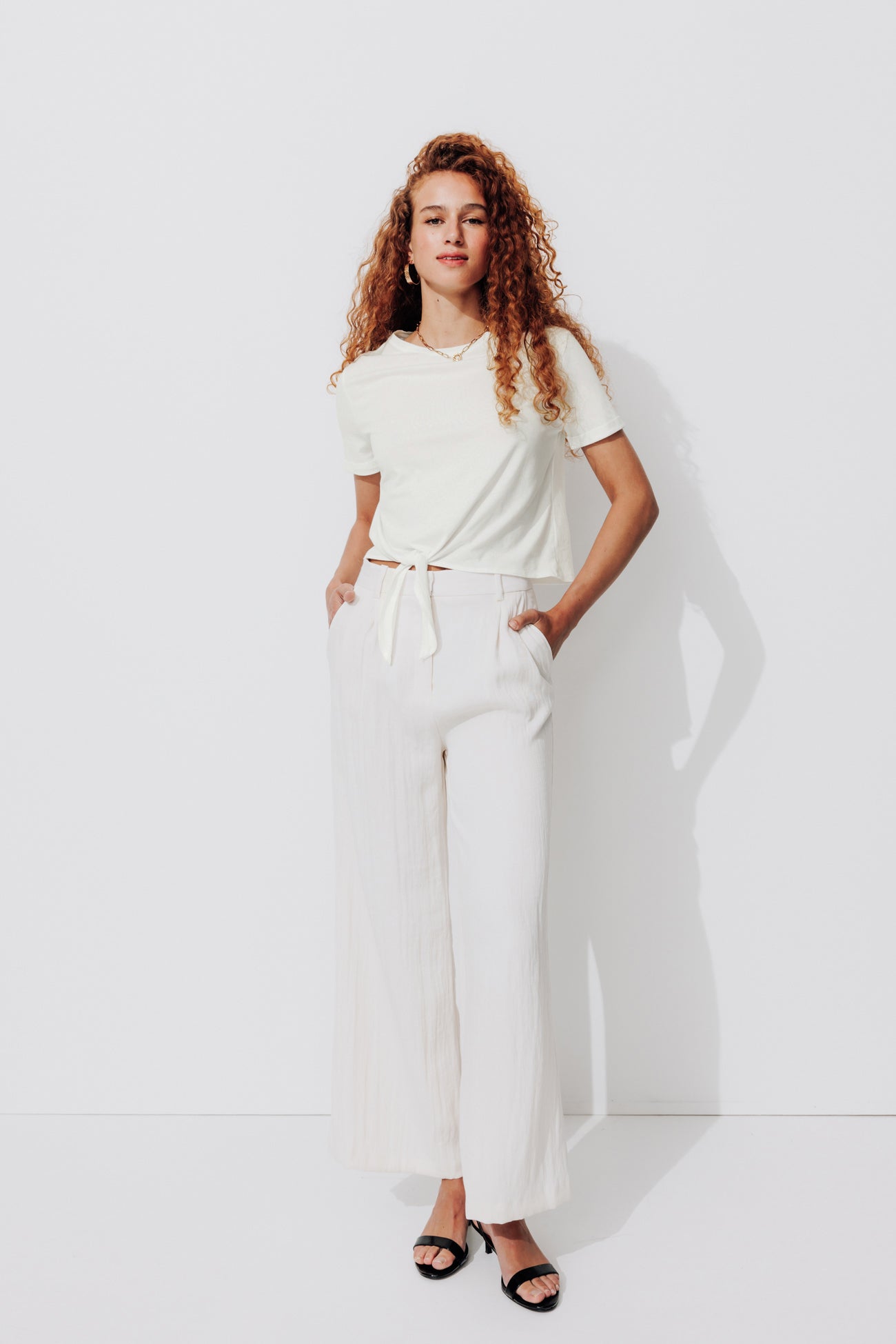 Knotted crop t-shirt - Khaki