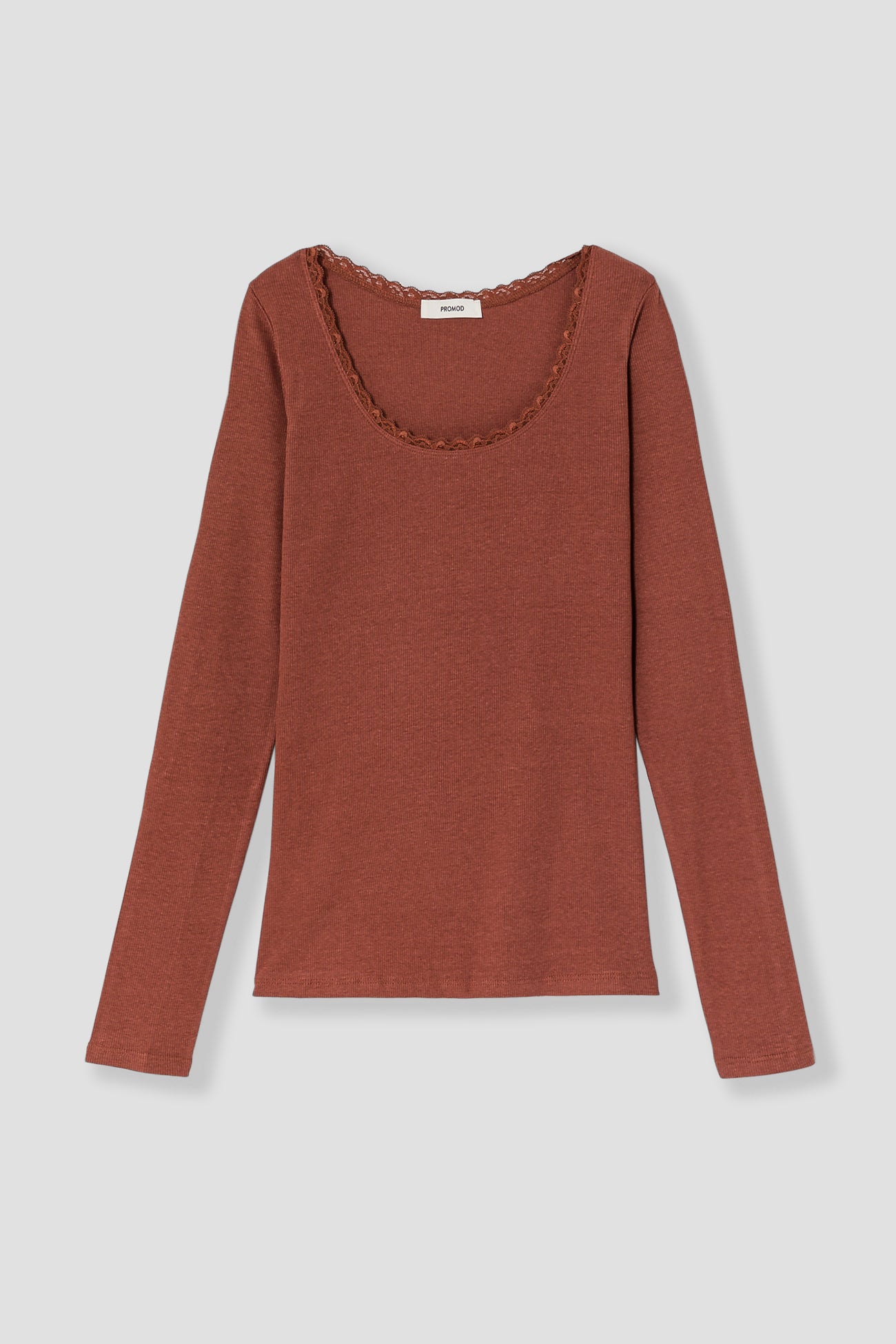 Lace detail ribbed top - Ecru