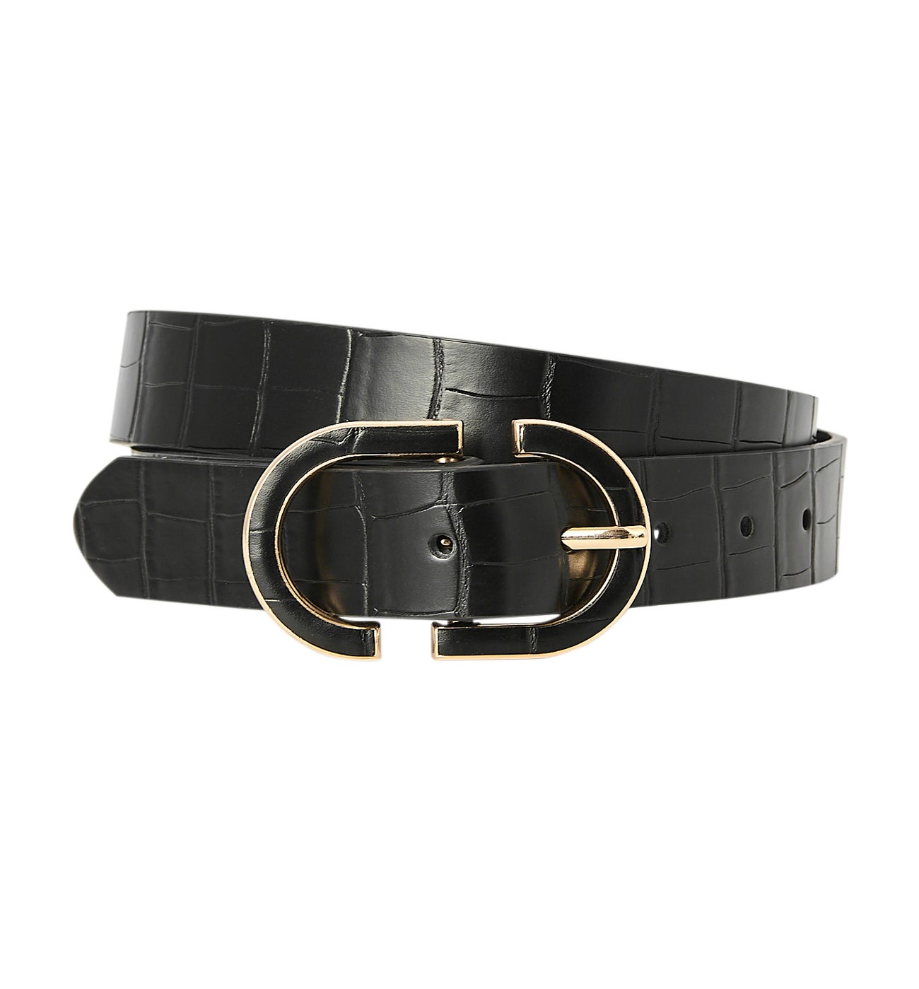 Faux crocodile belt - Black