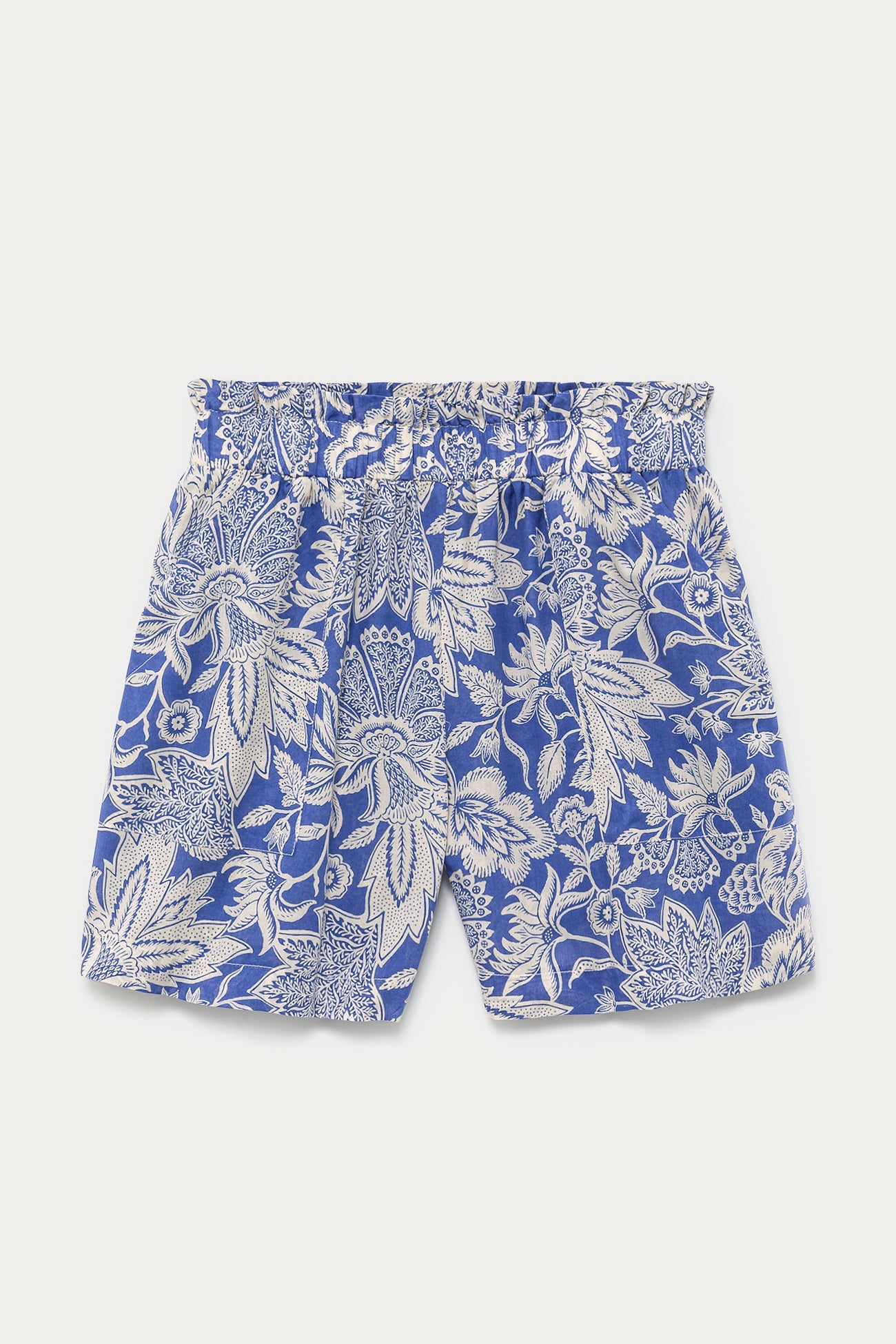 Indian motifs drapy shorts - Blue print