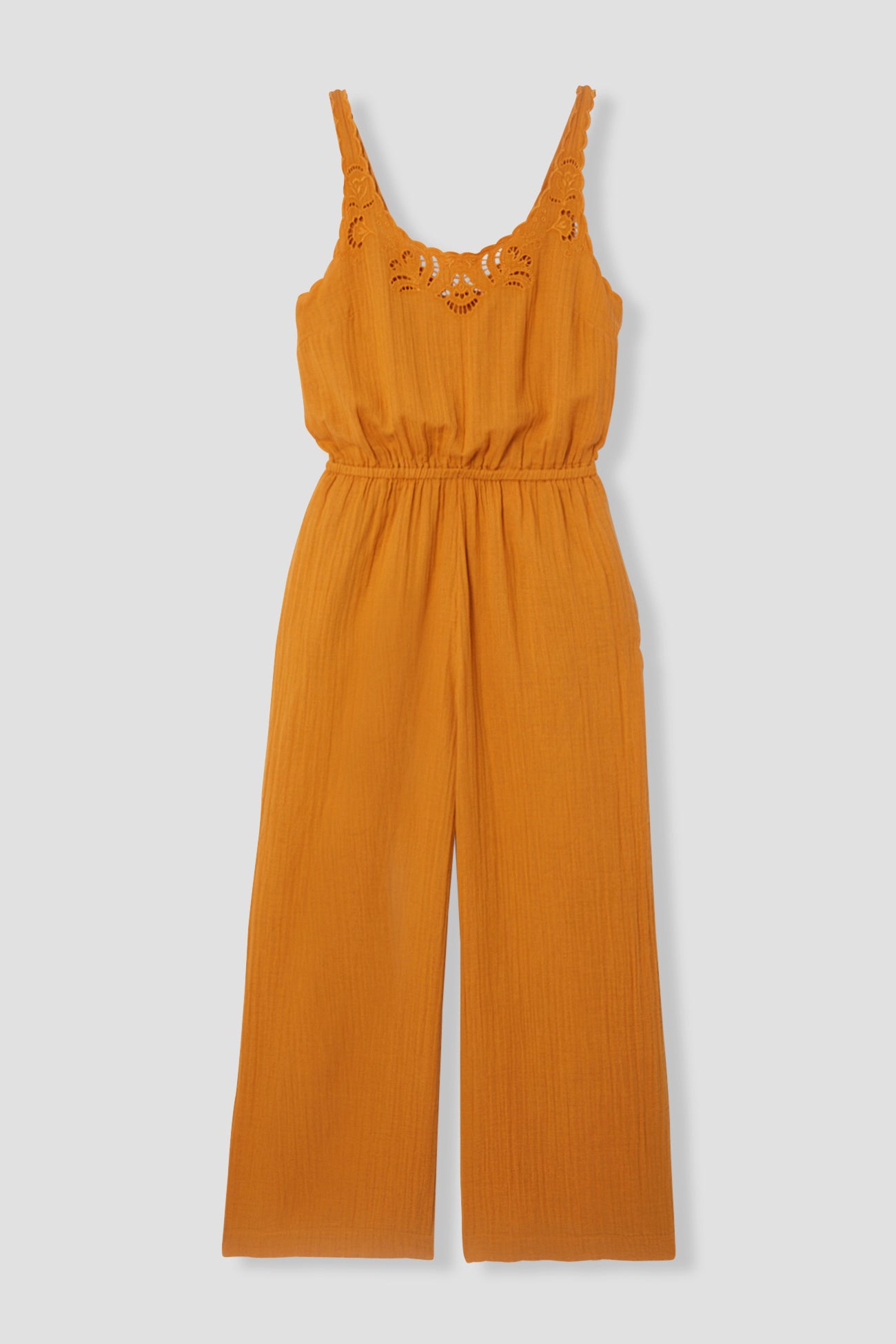Cotton gauze jumpsuit - Ochre