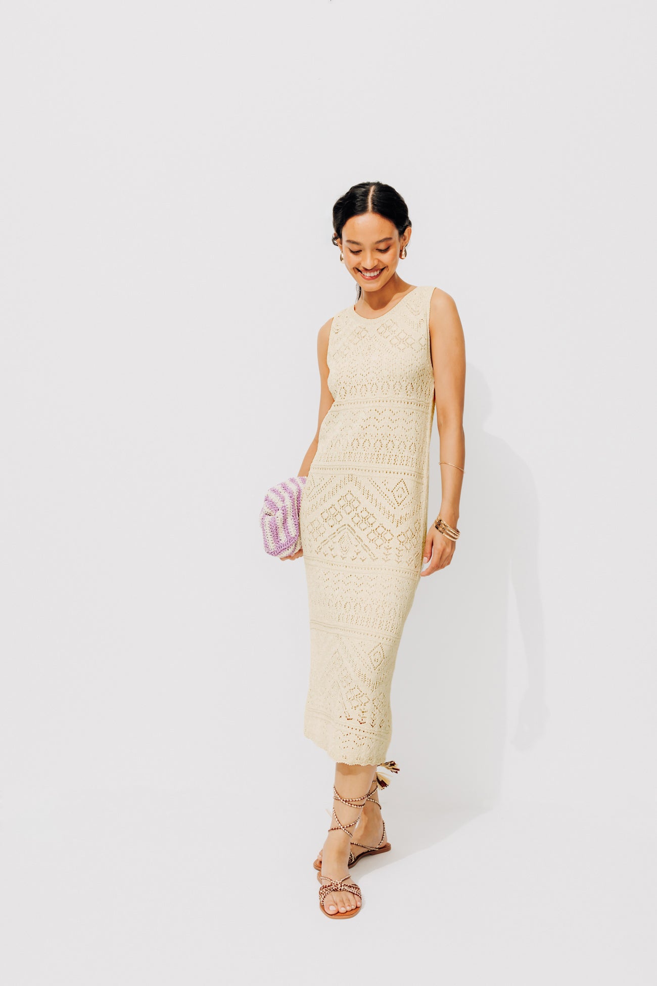 Knitted openwork dress - Ecru
