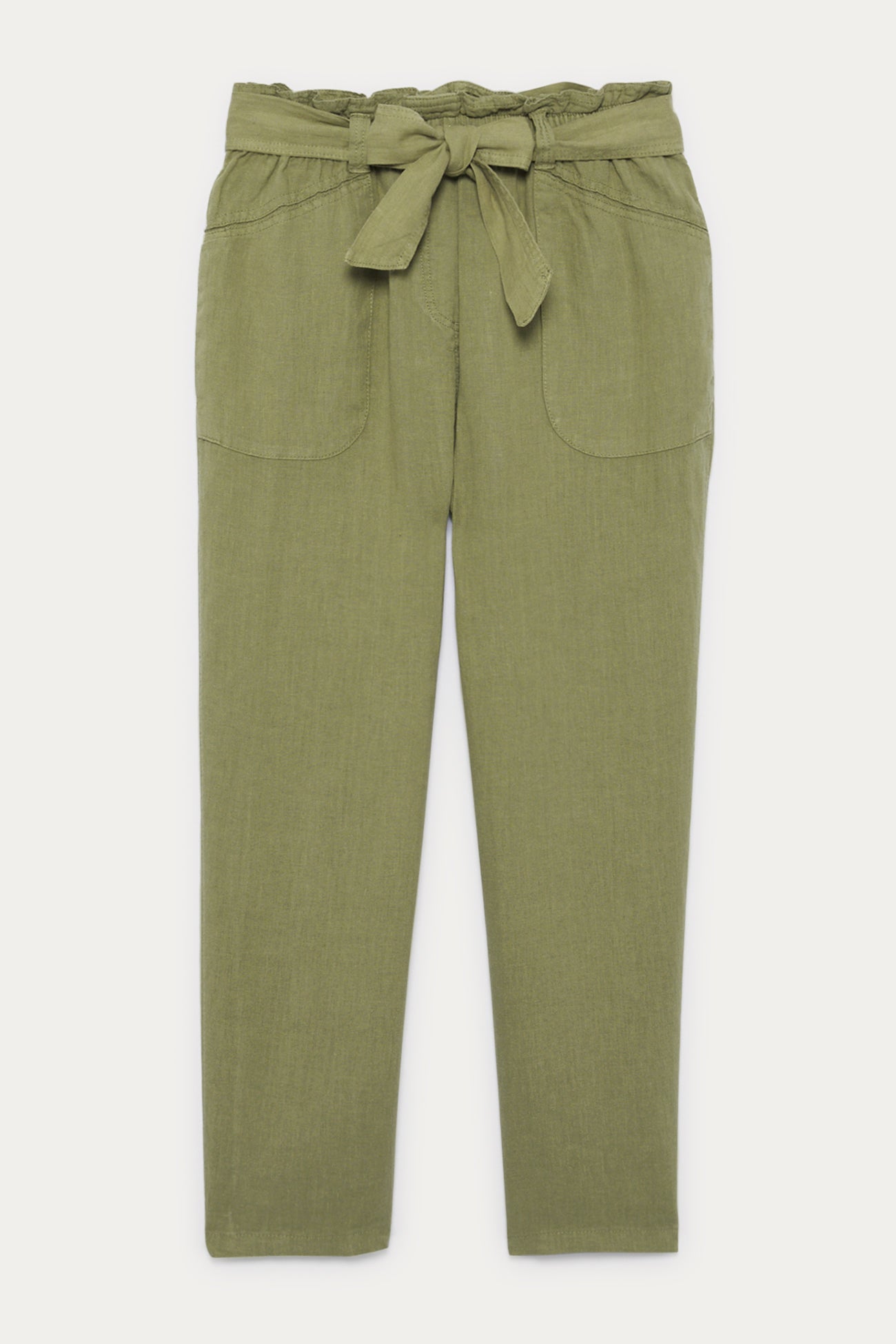 High-waist linen trousers - Green