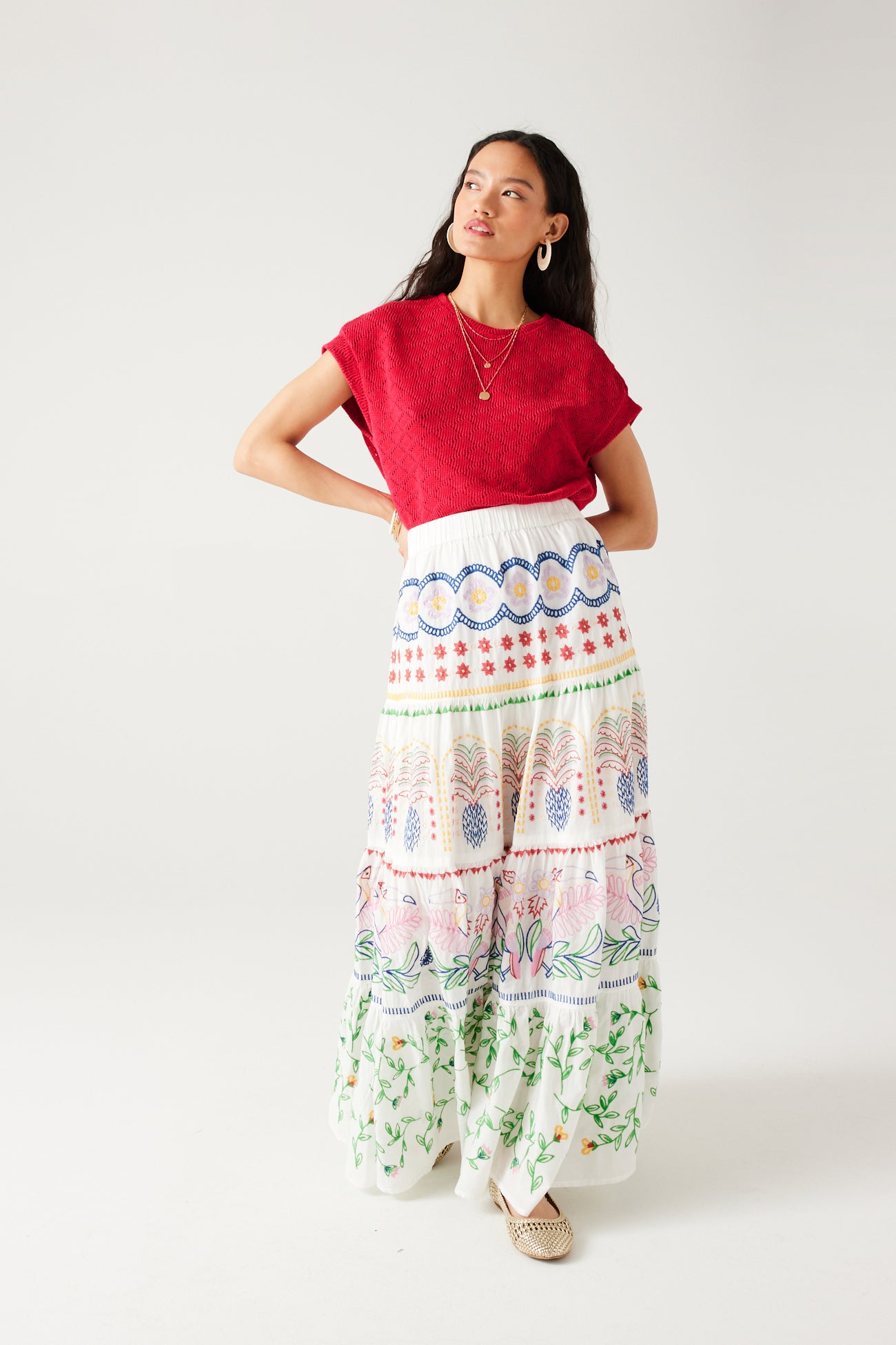 Pointelle knitted crop top - Raspberry red