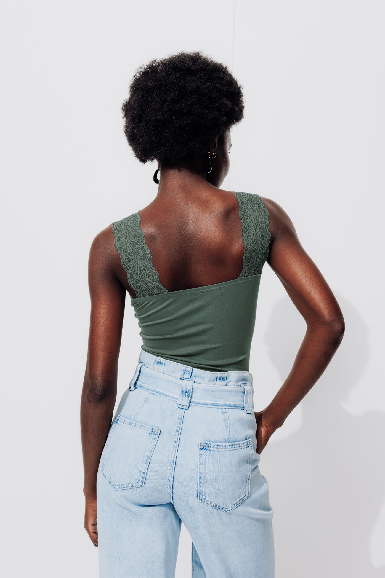 Lace strap top - Navy blue