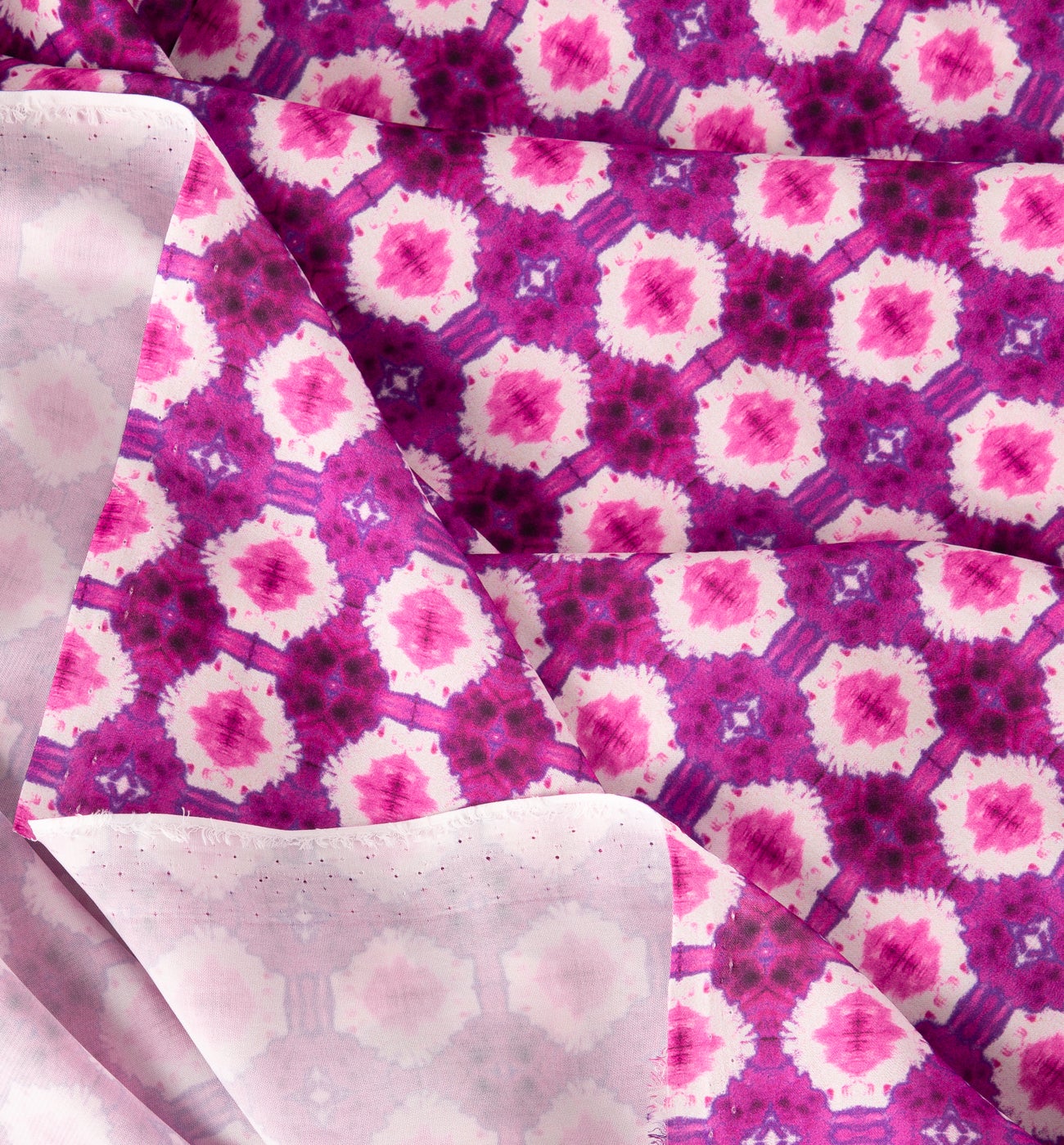 Polyester satin fabric cut - Pink print