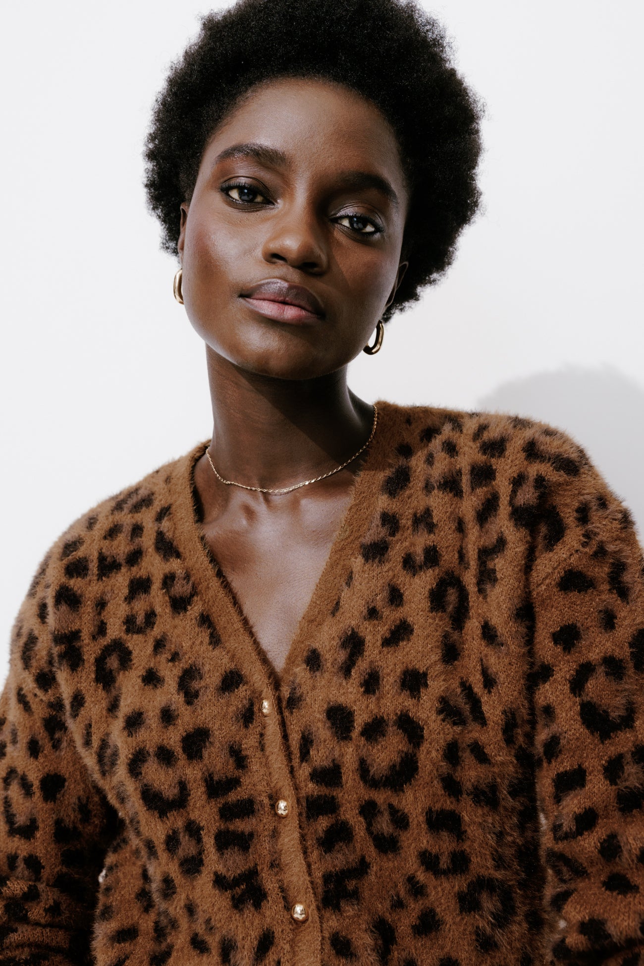 Leopard v-cardigan - Black print