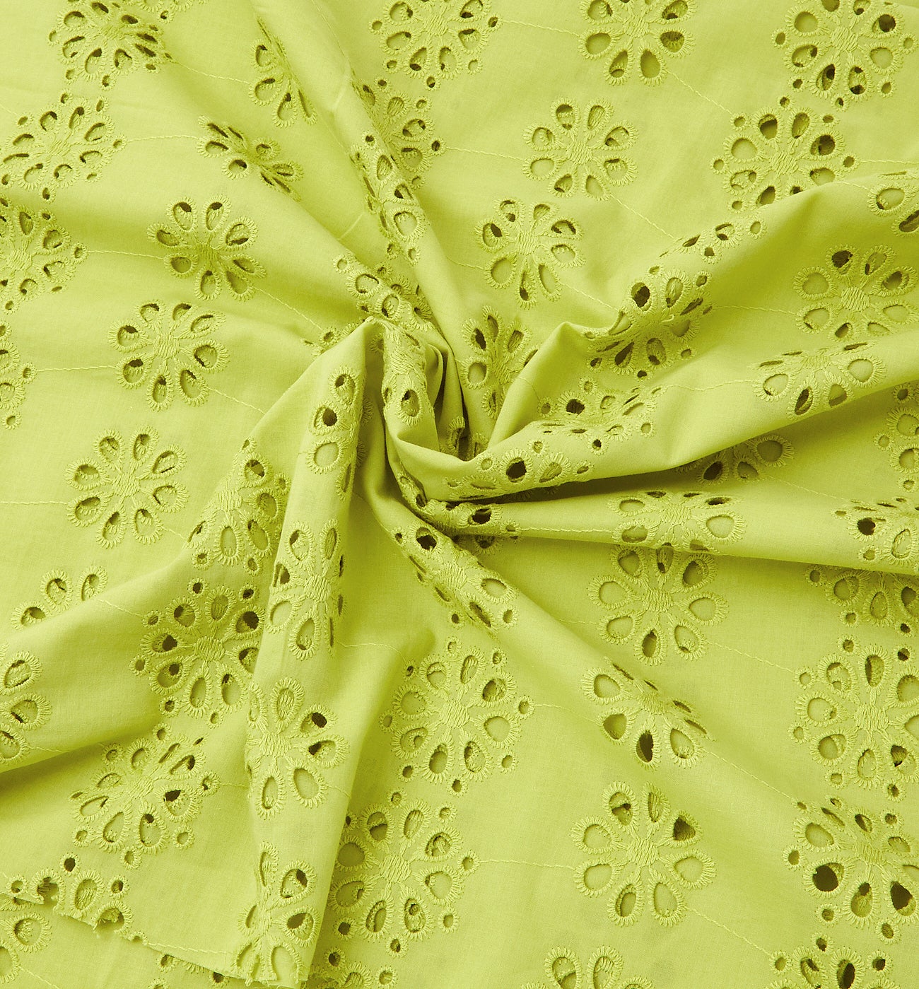 Broderie anglaise fabric cut - Anise green