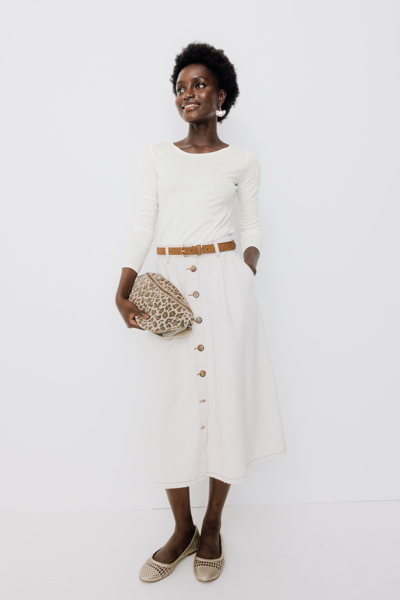 Round-neck top - Ecru