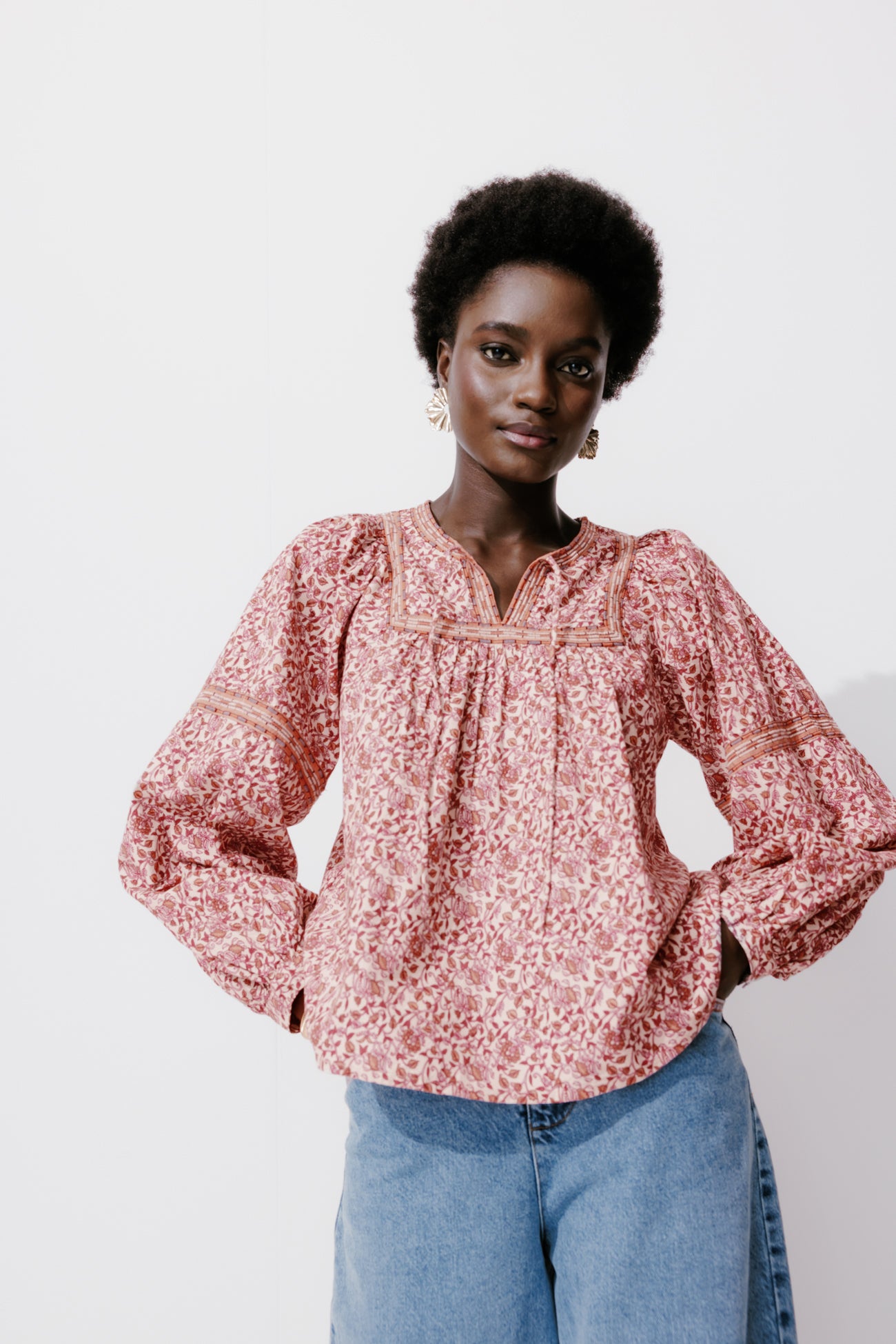 Folky patterned blouse - Ecru print