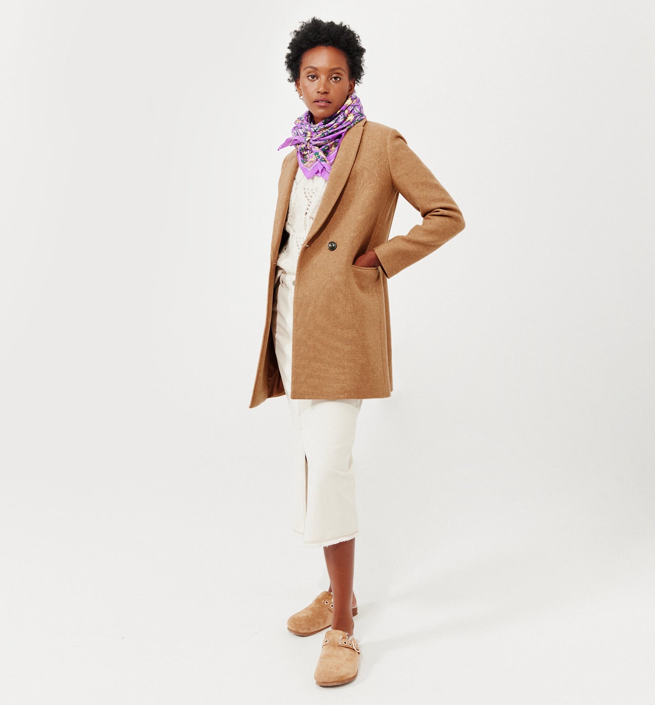 GISELE wool-blend coat - Black