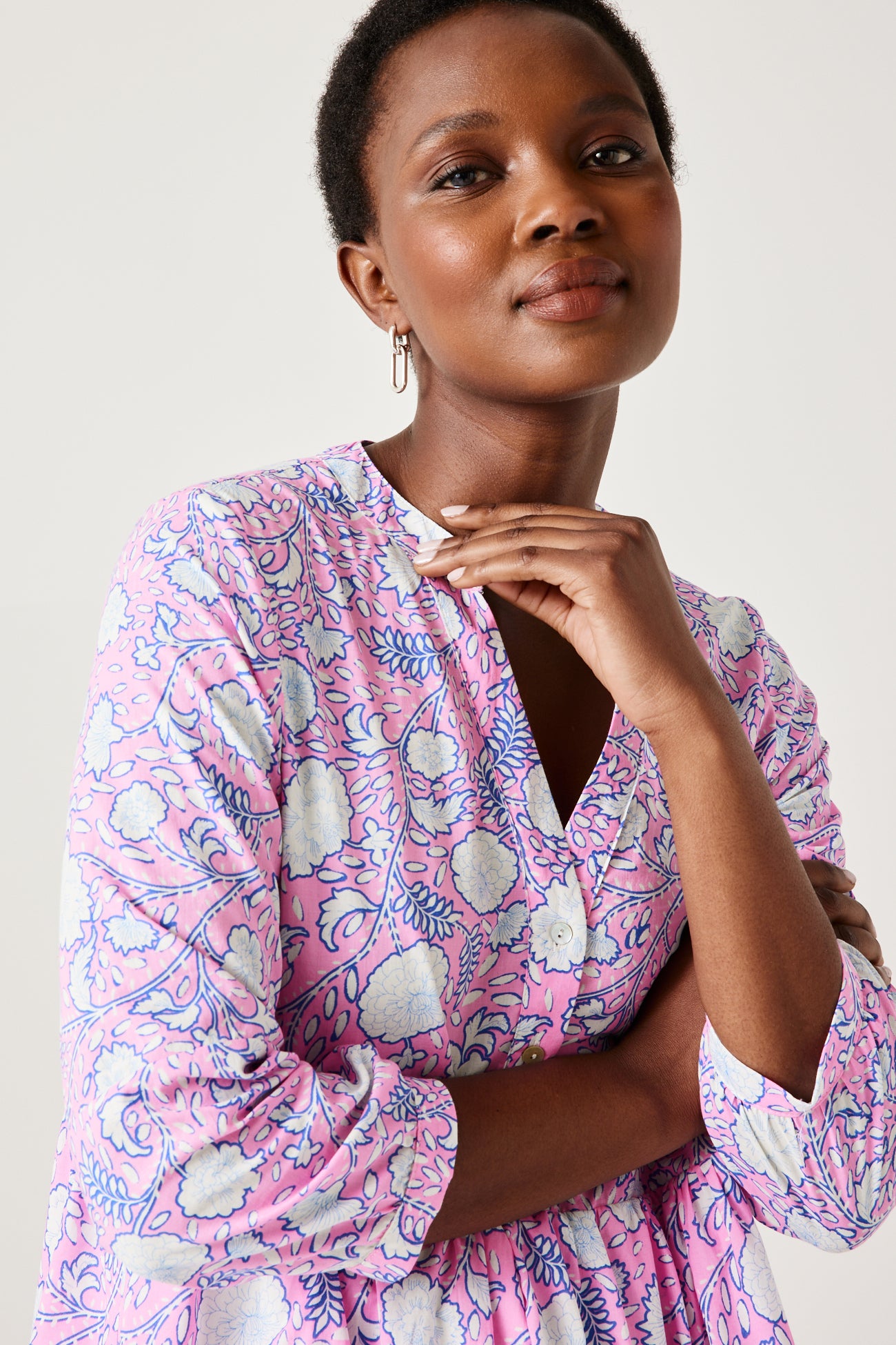 Patterned babydoll dress - Pink print