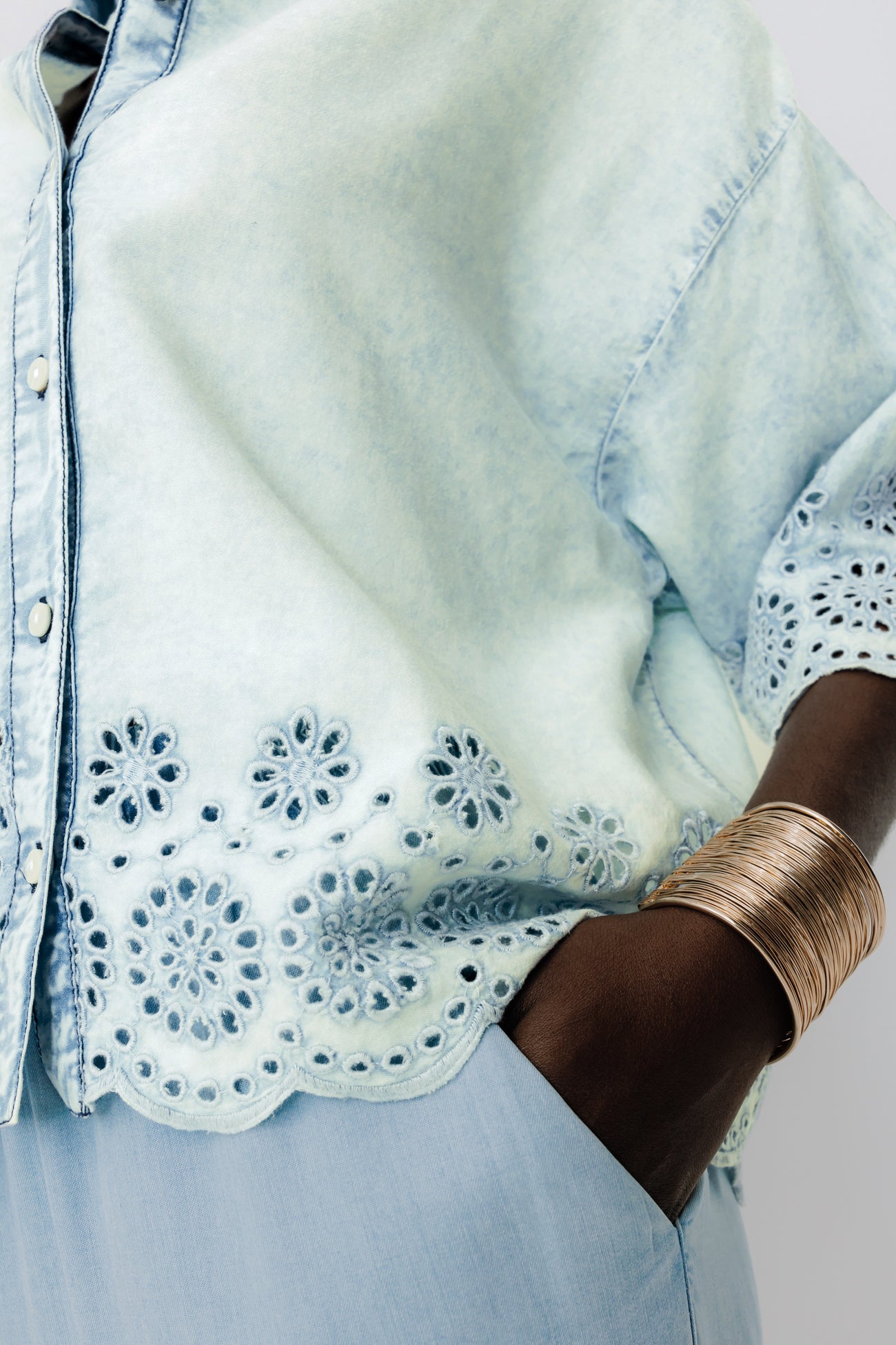 Broderie anglaise shirt - Light denim