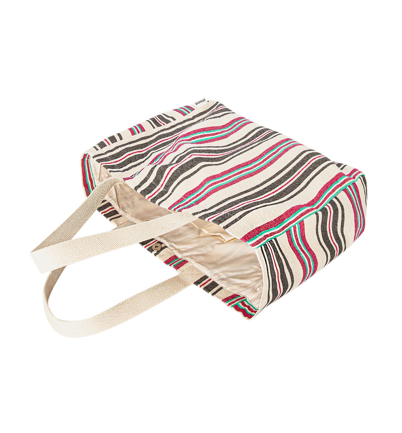 Roomy striped beach bag - Multicolour stripes