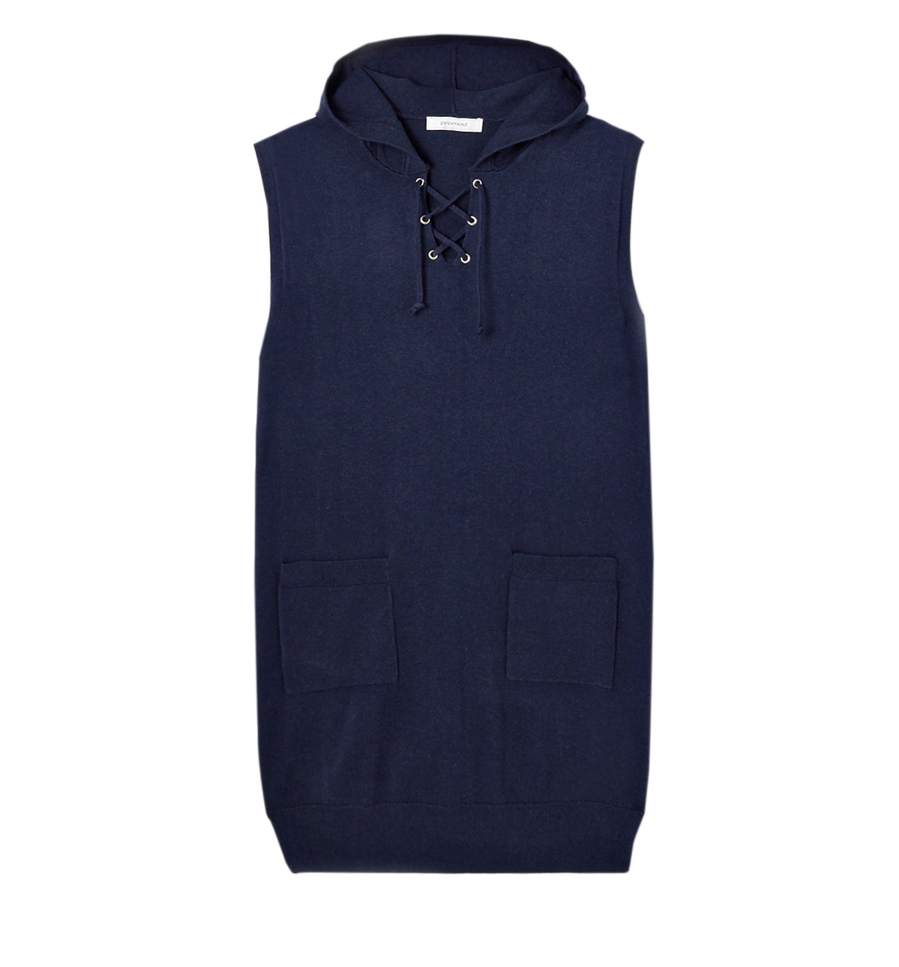 Hooded knit dress - Navy blue