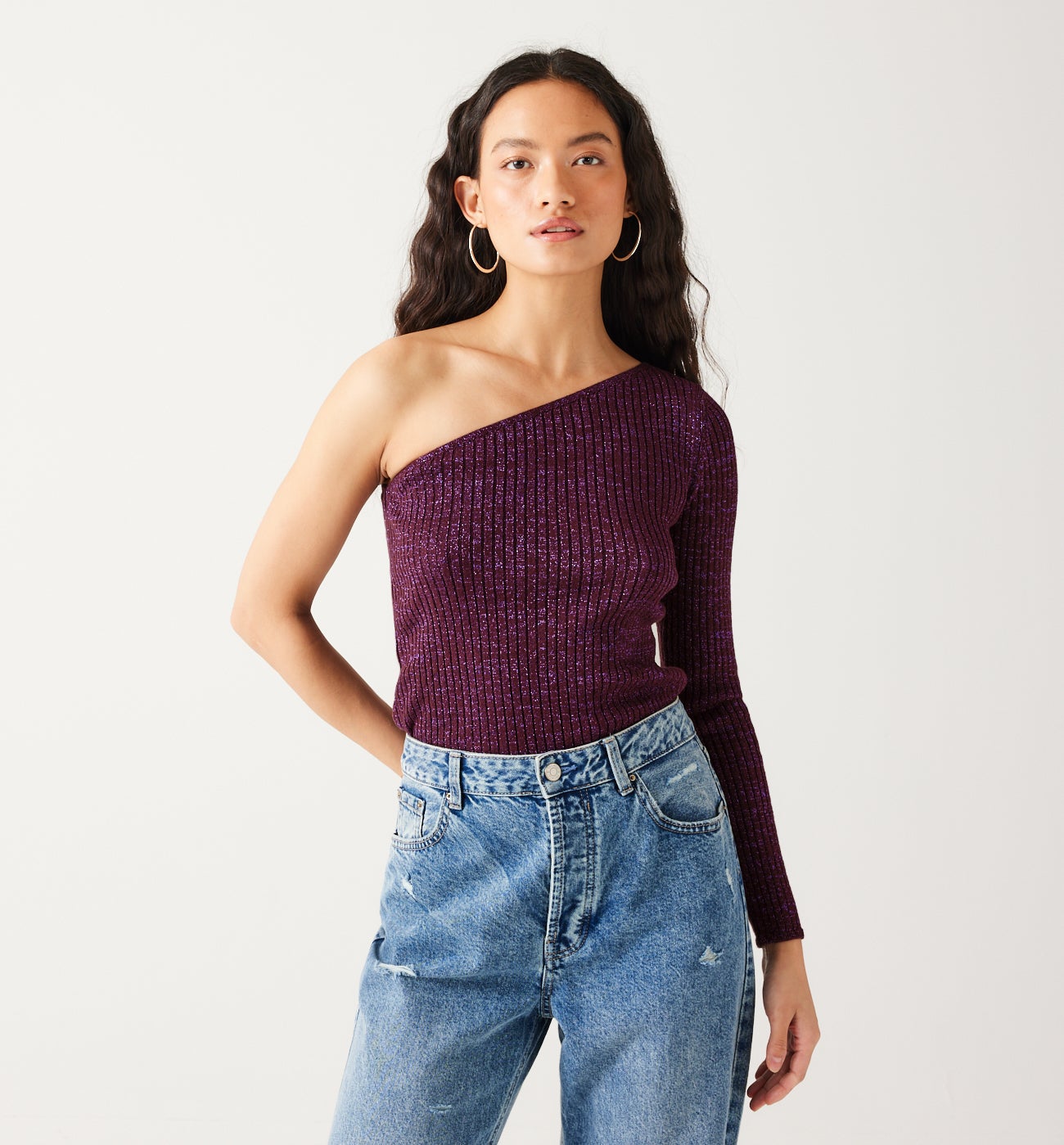 Glitzy one-shoulder jumper - Violet