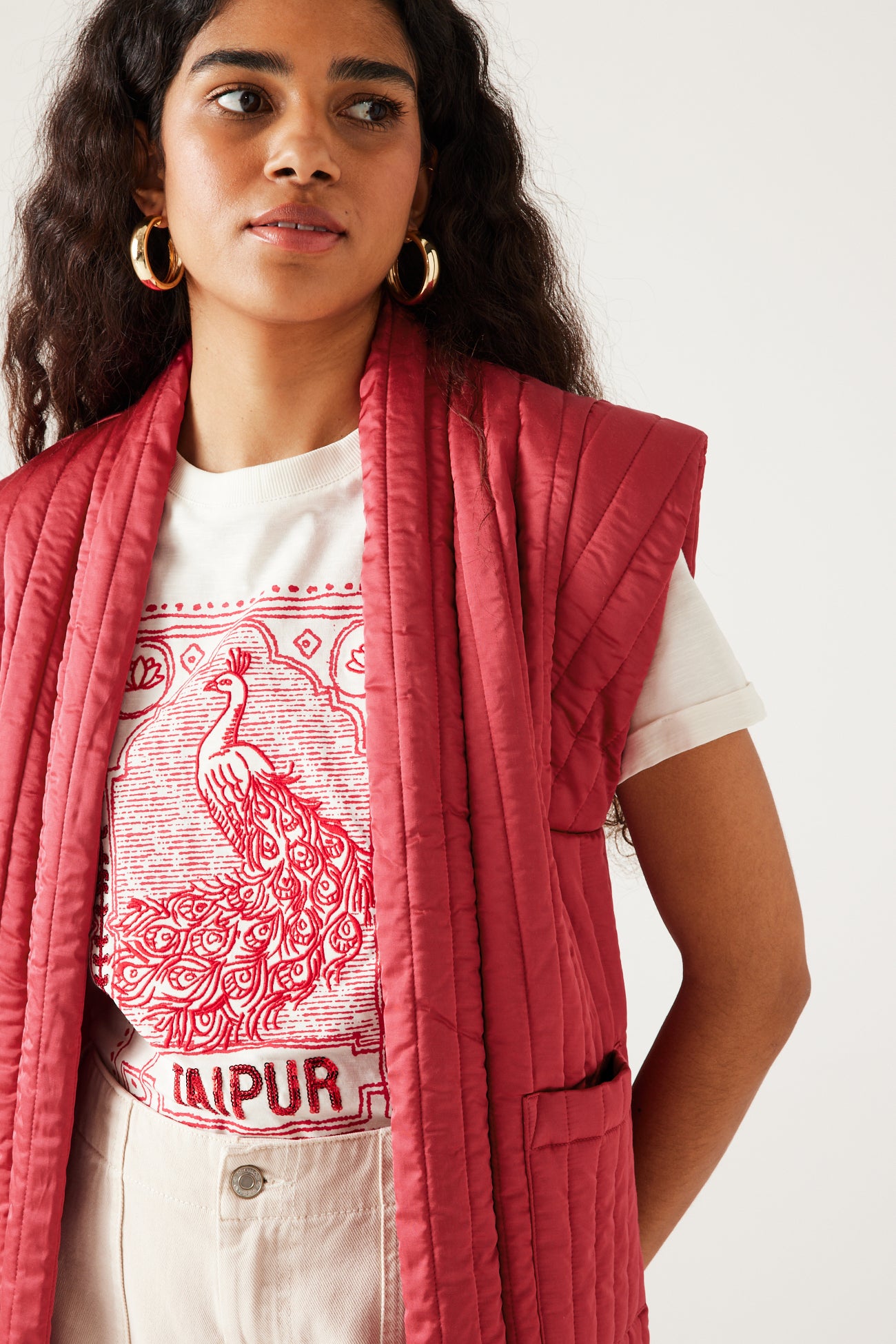 Padded waistcoat jacket - Ochre