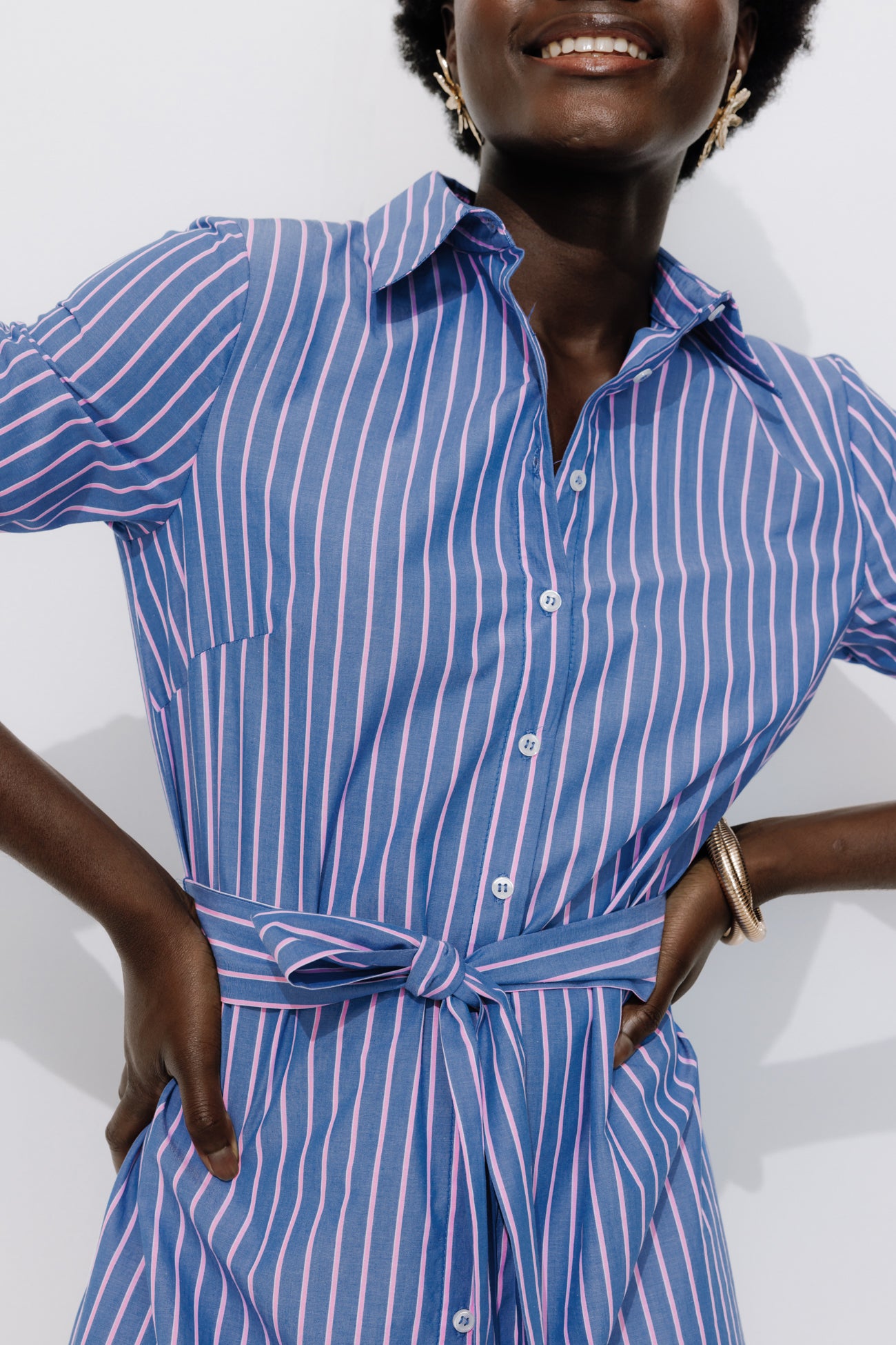 Ecodesign striped shirtdress - Blue stripes