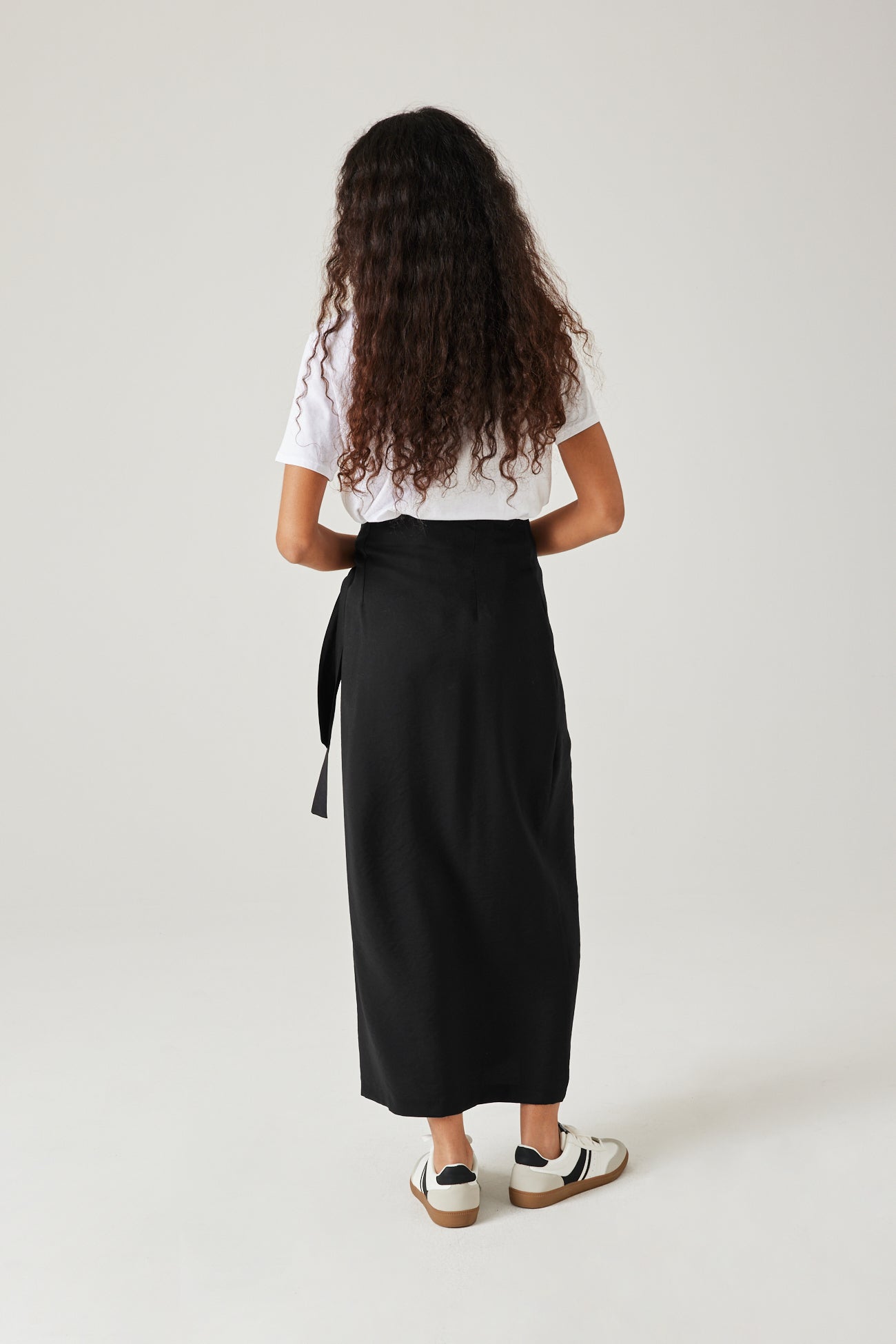 Long crossover-effect skirt - Ecru