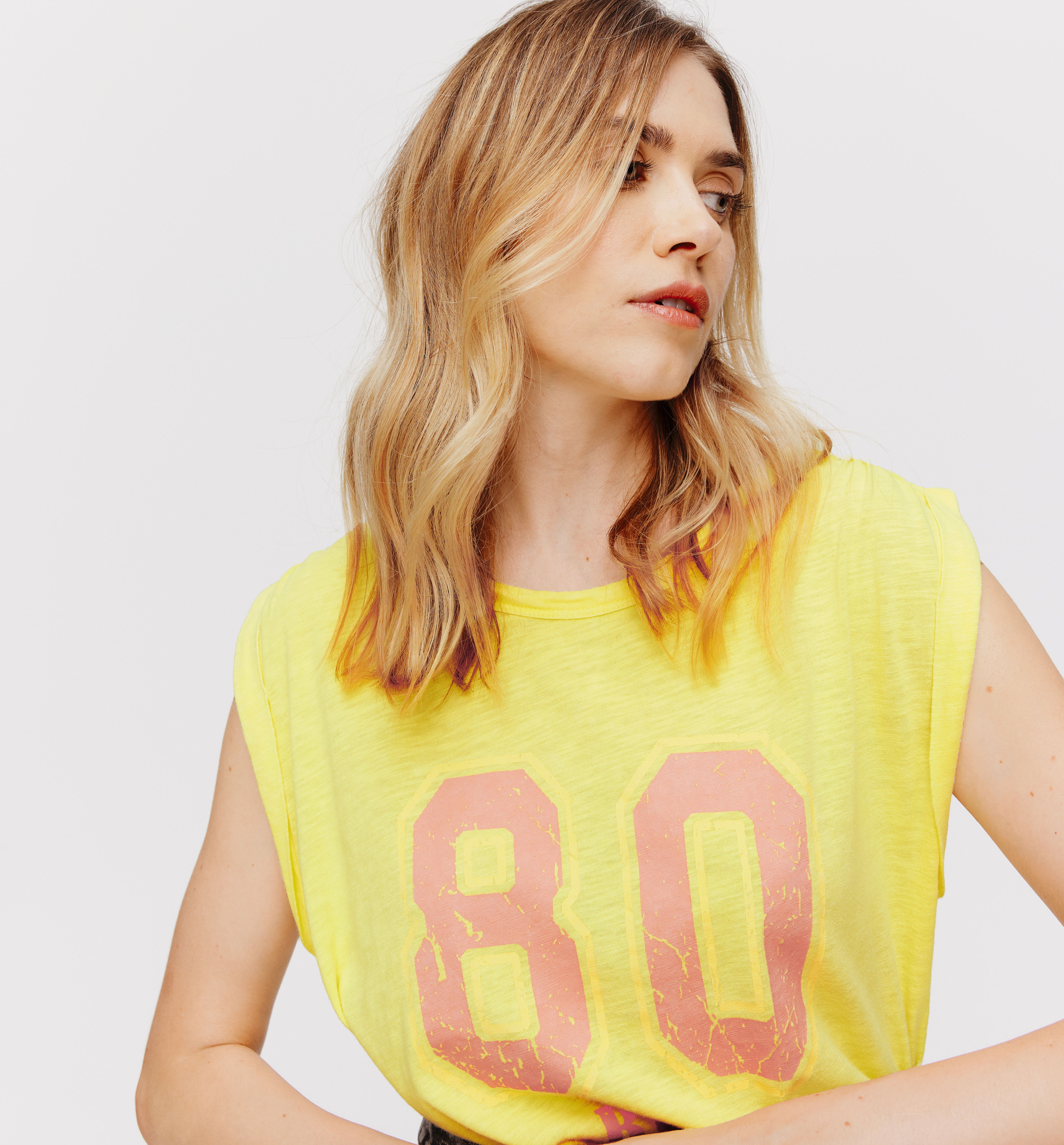 Sleeveless vest top - Ecru print