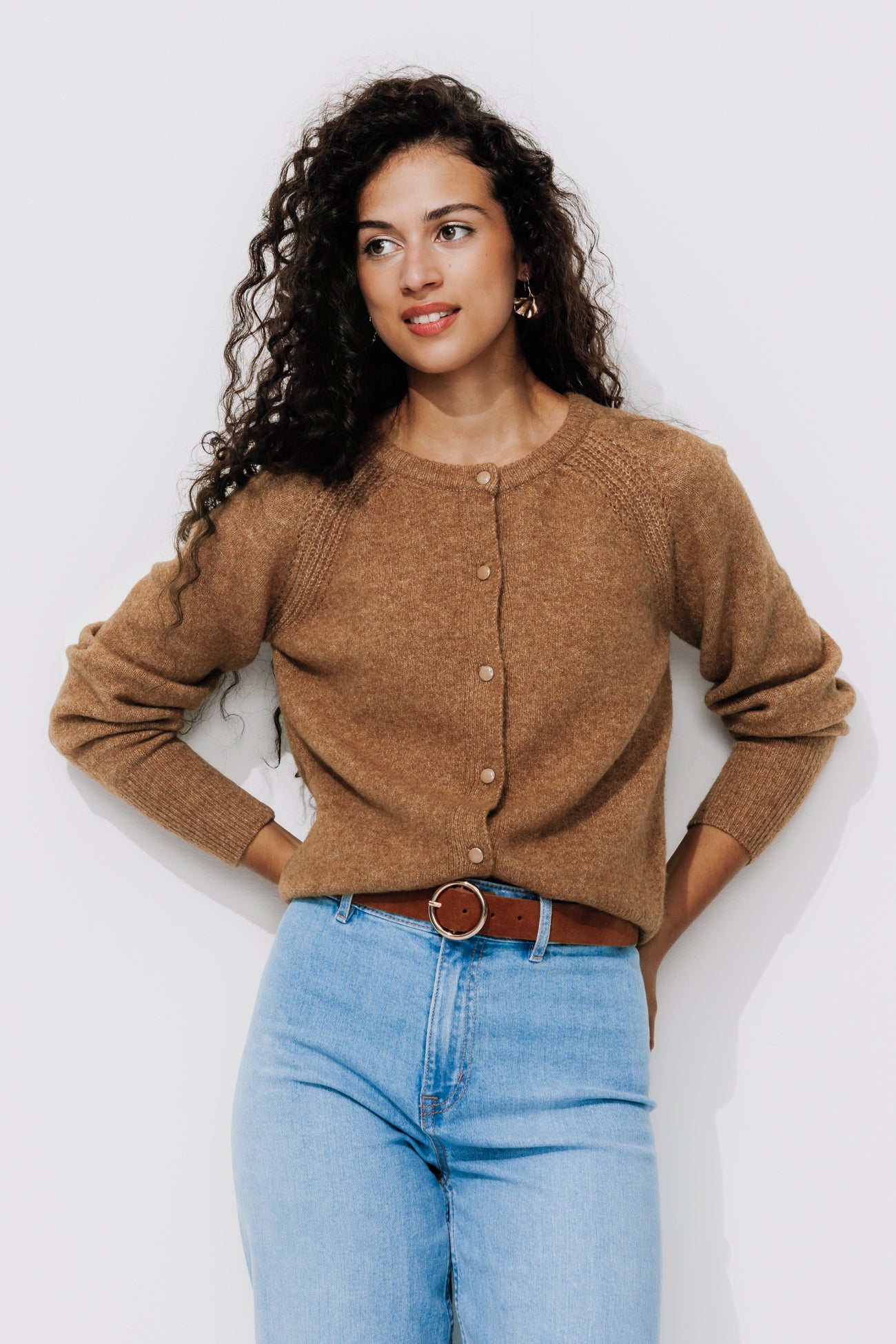 Soft button cardigan - Violet