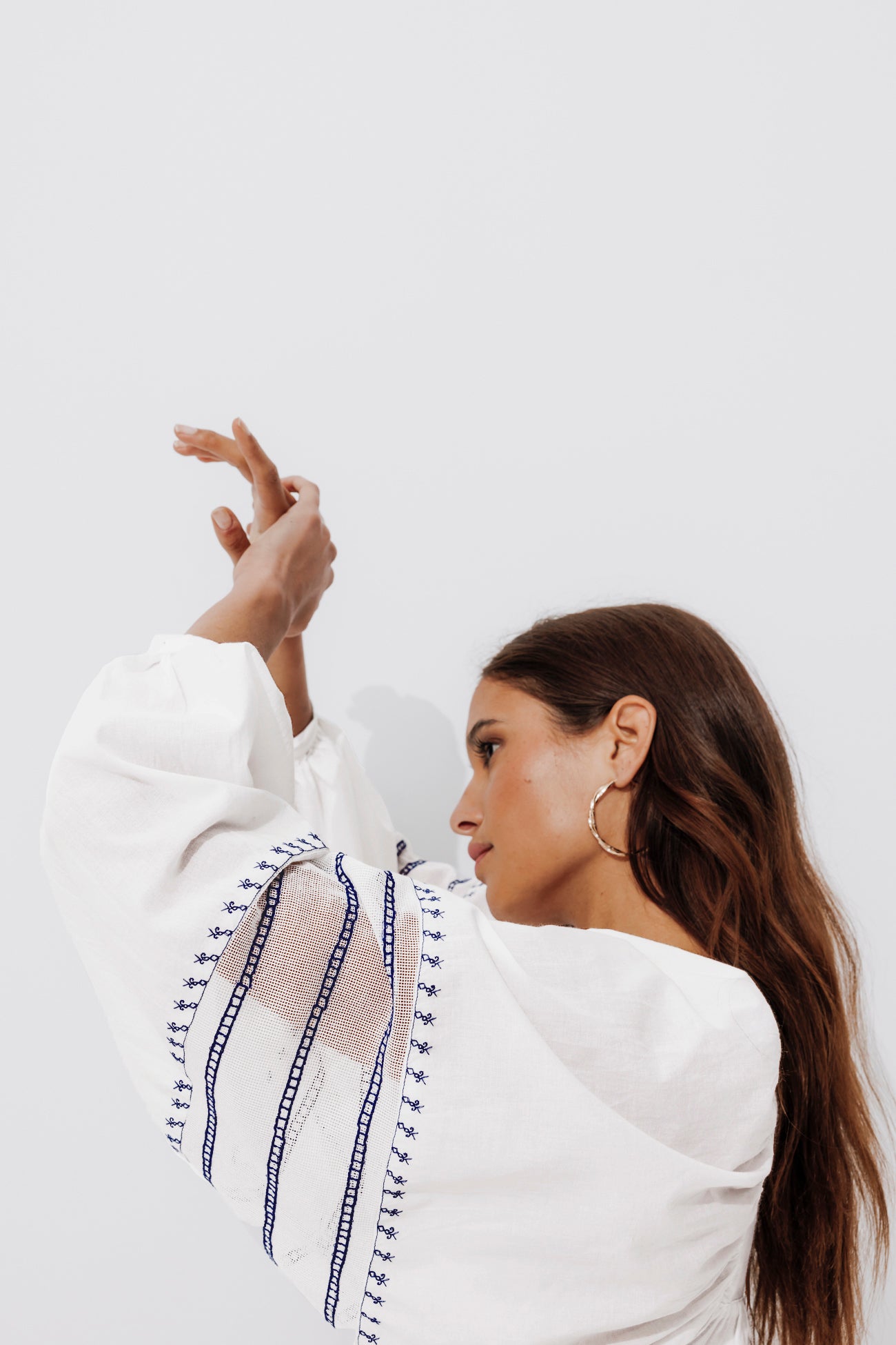 Folky embroidered blouse - Ecru