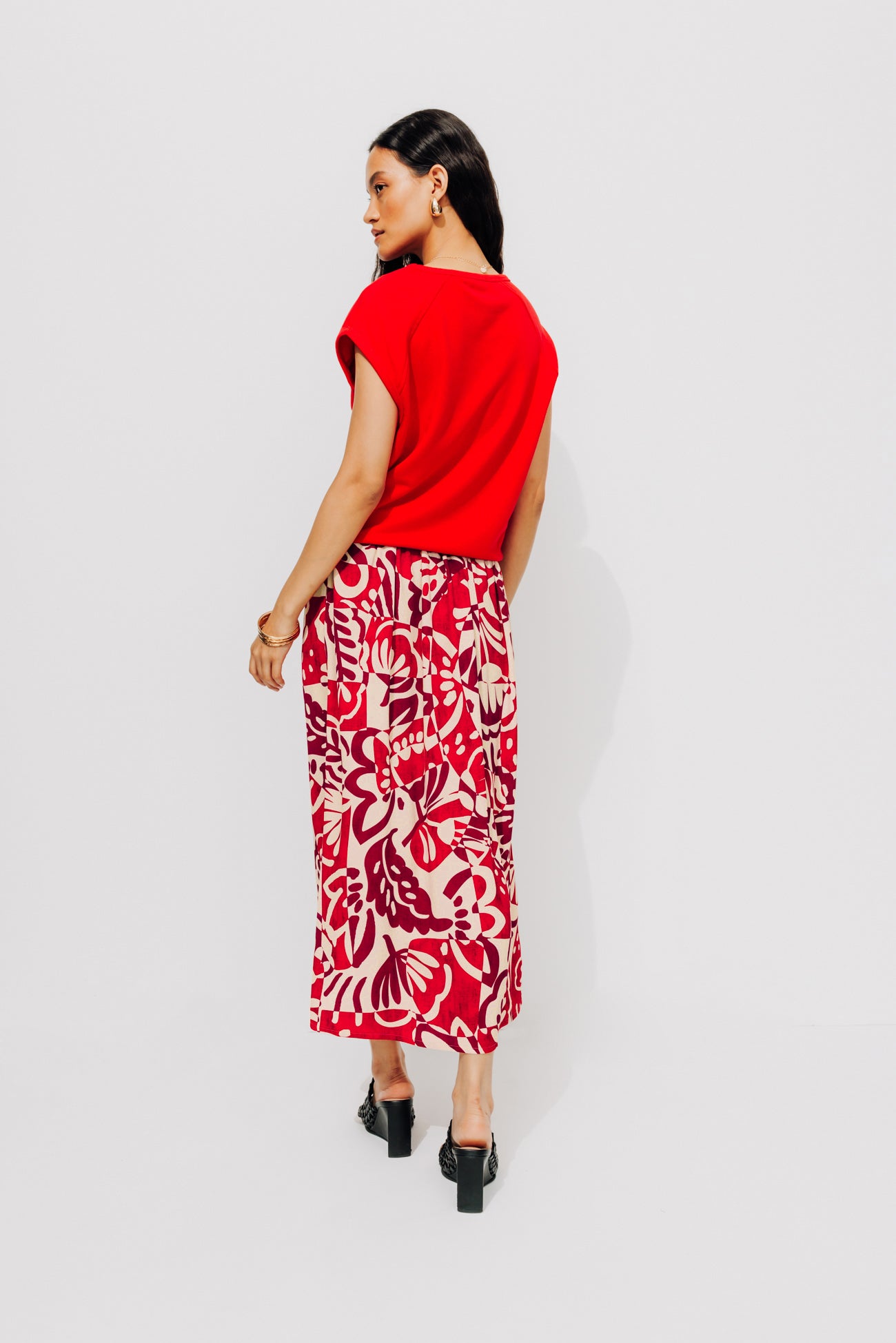 Long patterned skirt - Ecru print
