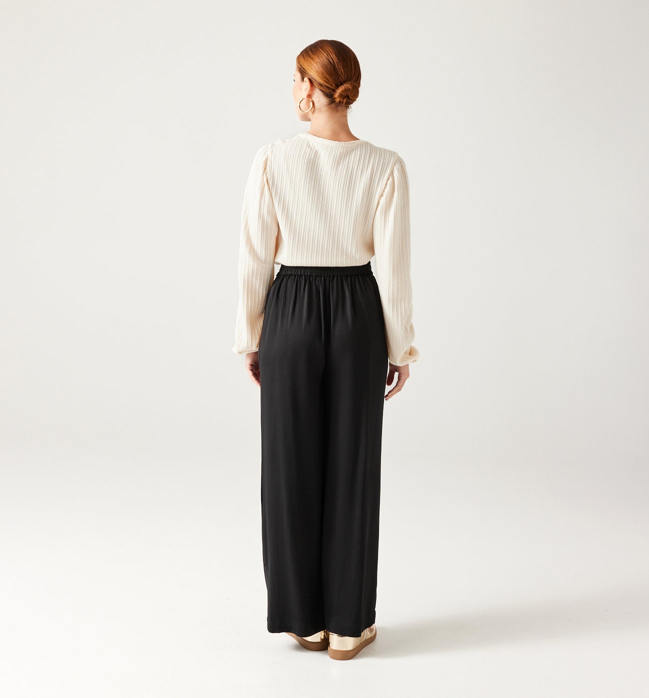 High-waist wideleg trousers - Black